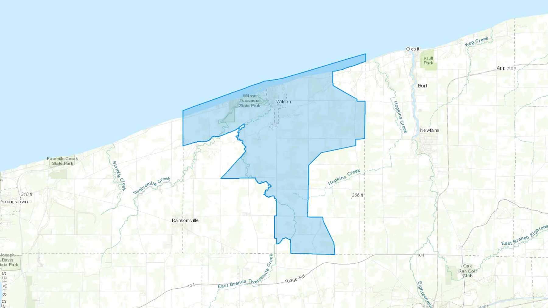 Wilson, NY Cash heating Oil delivery map Map of the COD Fuel Oil delivery service area for Wilson, NY