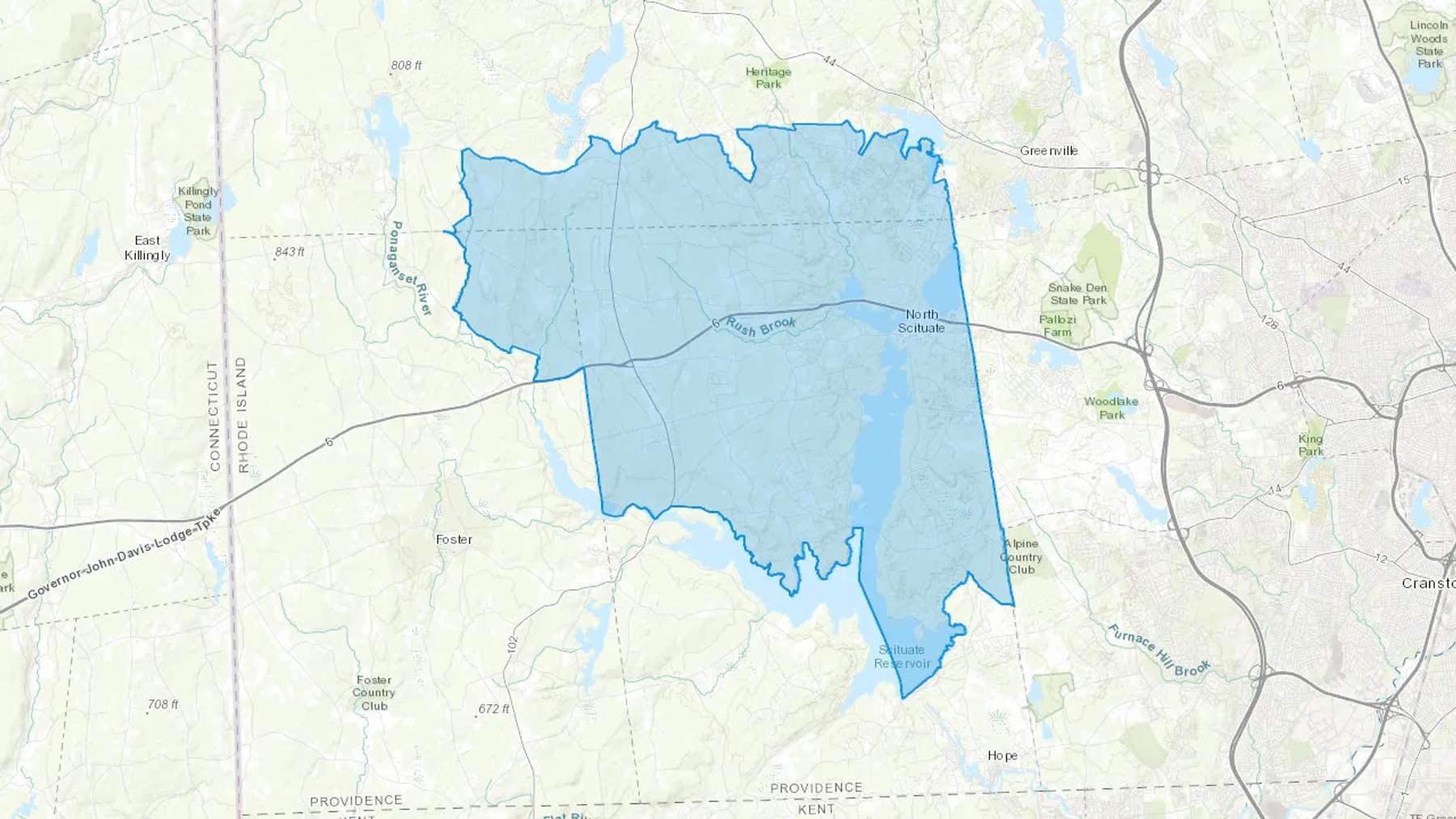 North Scituate, RI Cash heating Oil delivery map Map of the COD Fuel Oil delivery service area for North Scituate, RI