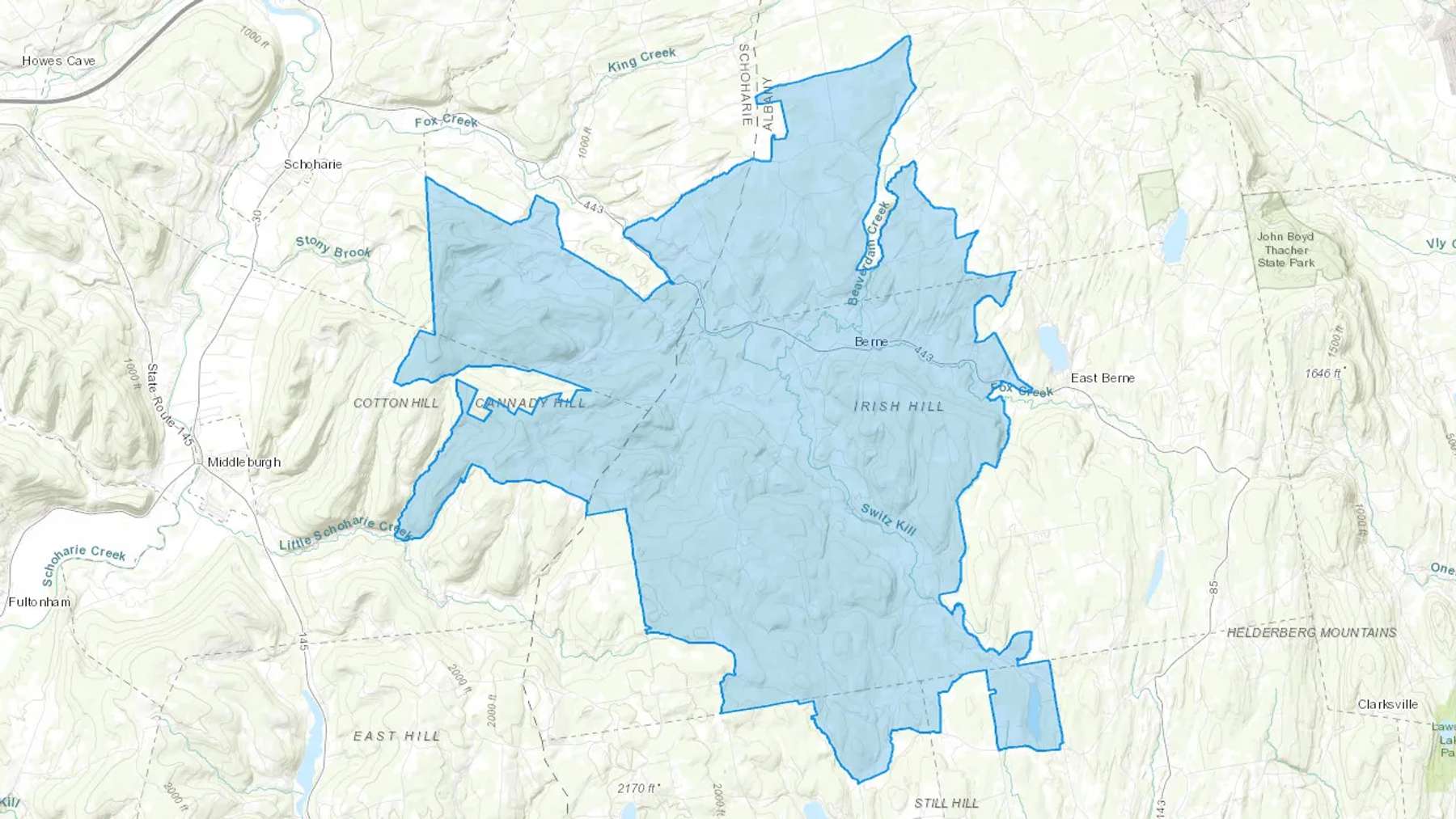 Berne, NY Cash heating Oil delivery map Map of the COD Fuel Oil delivery service area for Berne, NY