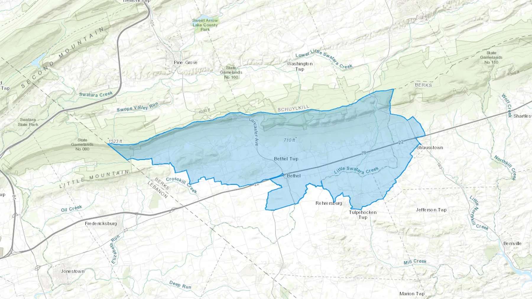 Bethel, PA Cash heating Oil delivery map Map of the COD Fuel Oil delivery service area for Bethel, PA