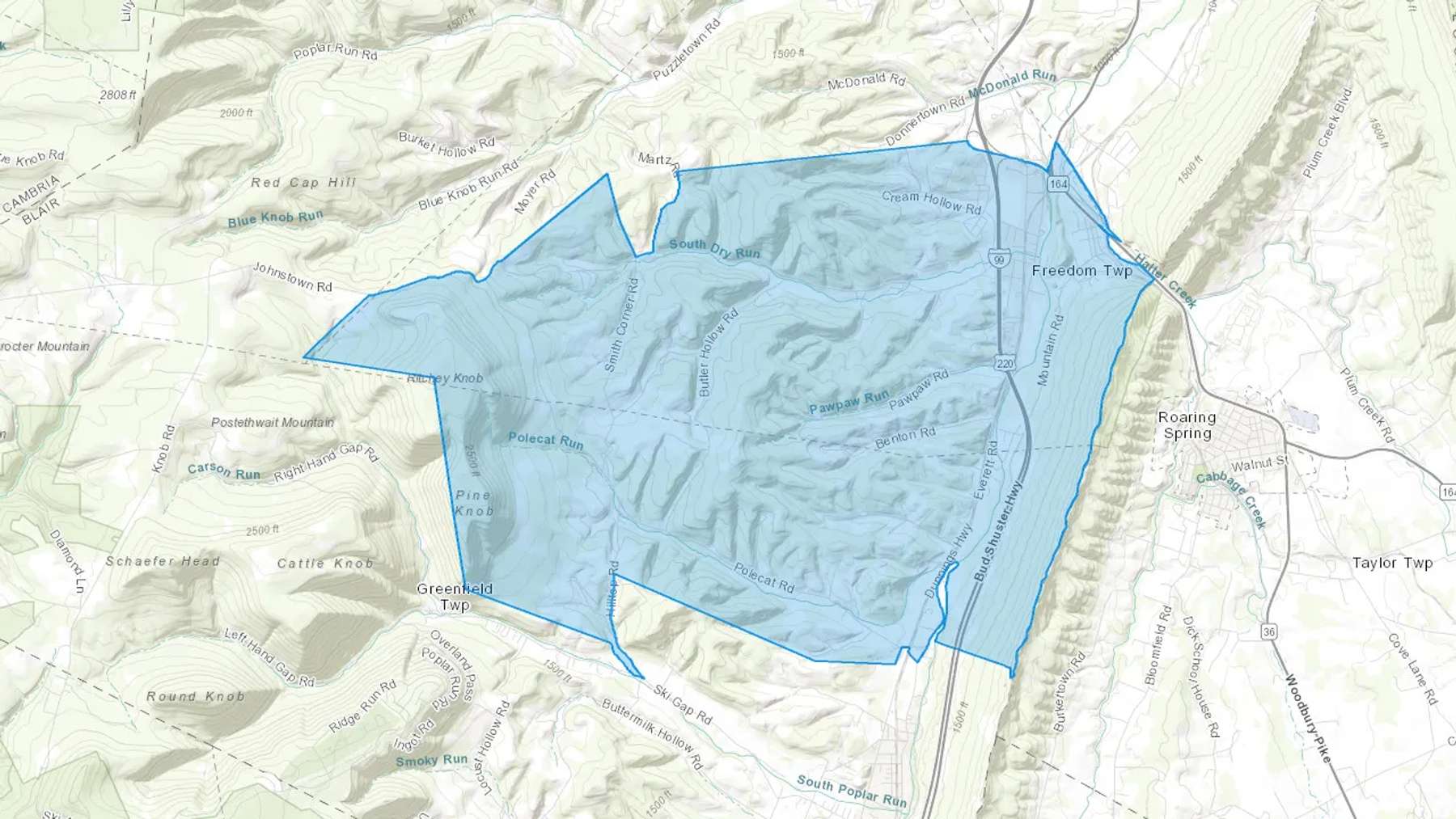 East Freedom, PA Cash heating Oil delivery map Map of the COD Fuel Oil delivery service area for East Freedom, PA