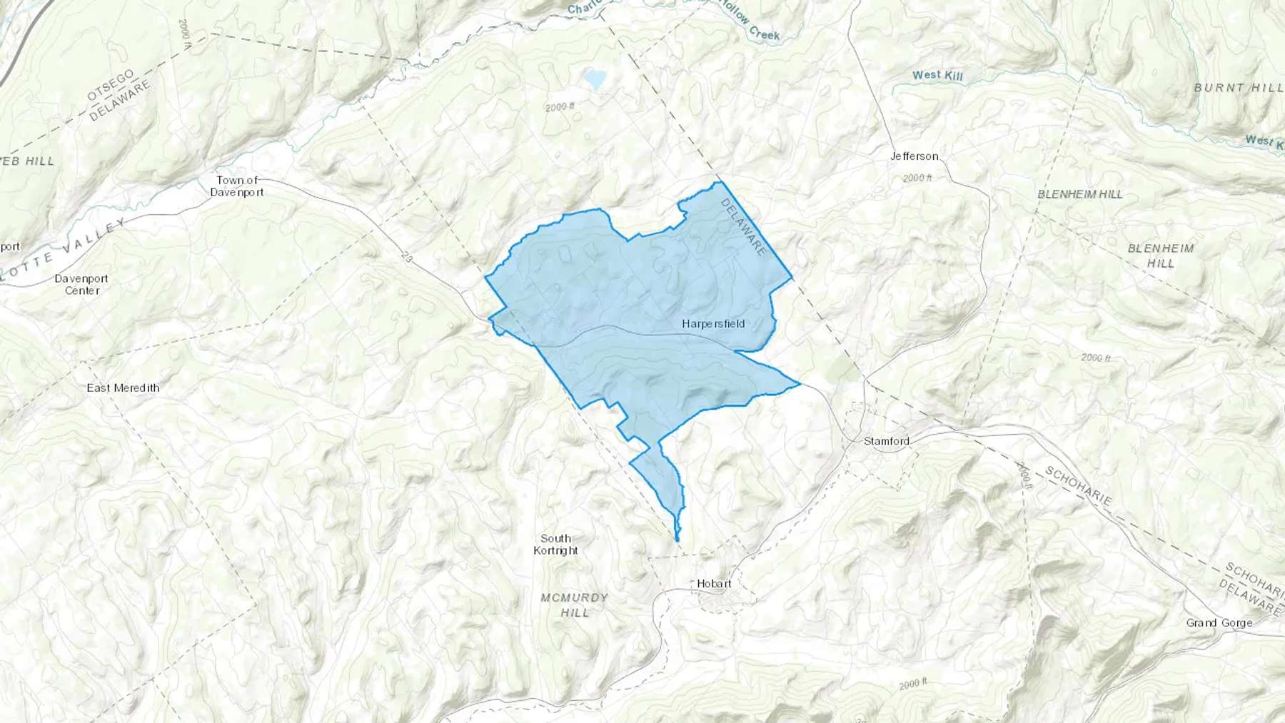 Harpersfield, NY Cash heating Oil delivery map Map of the COD Fuel Oil delivery service area for Harpersfield, NY