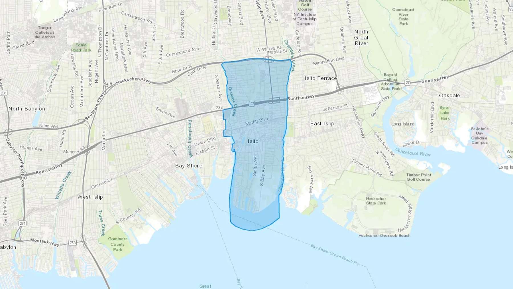 Islip, NY Cash heating Oil delivery map Map of the COD Fuel Oil delivery service area for Islip, NY
