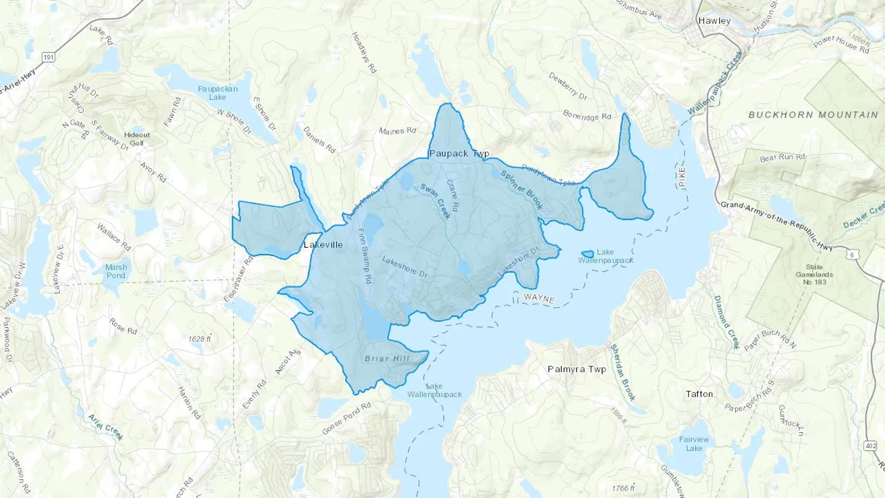 Lakeville, PA Cash heating Oil delivery map Map of the COD Fuel Oil delivery service area for Lakeville, PA