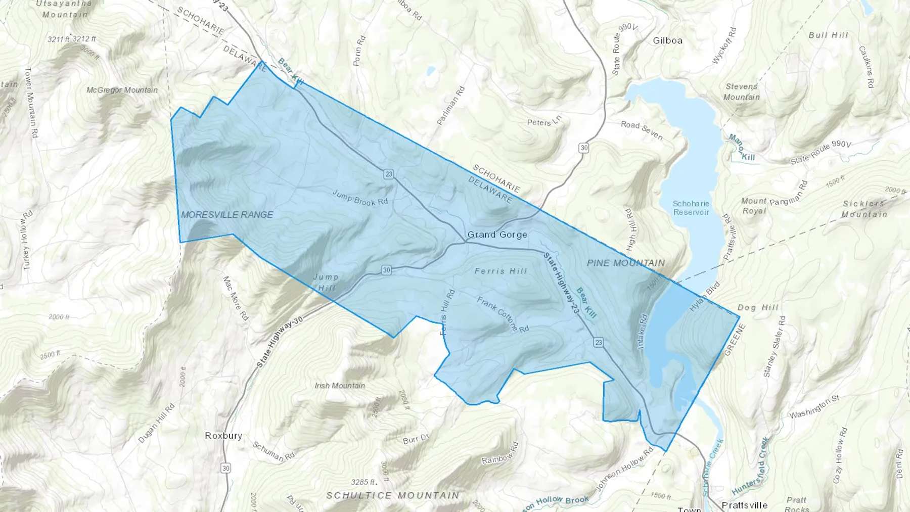 Grand Gorge, NY Cash heating Oil delivery map Map of the COD Fuel Oil delivery service area for Grand Gorge, NY