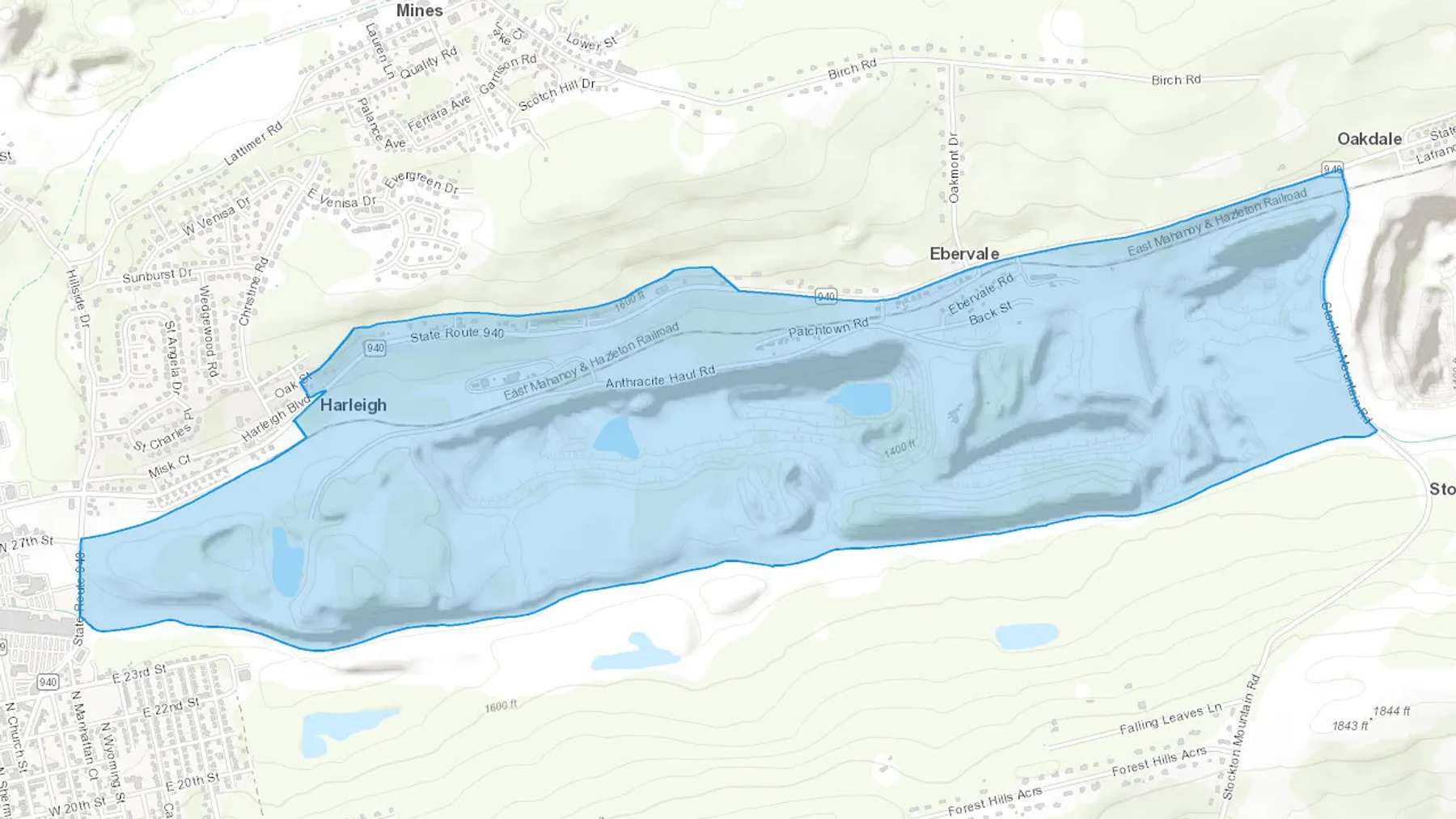 Ebervale, PA Cash heating Oil delivery map Map of the COD Fuel Oil delivery service area for Ebervale, PA