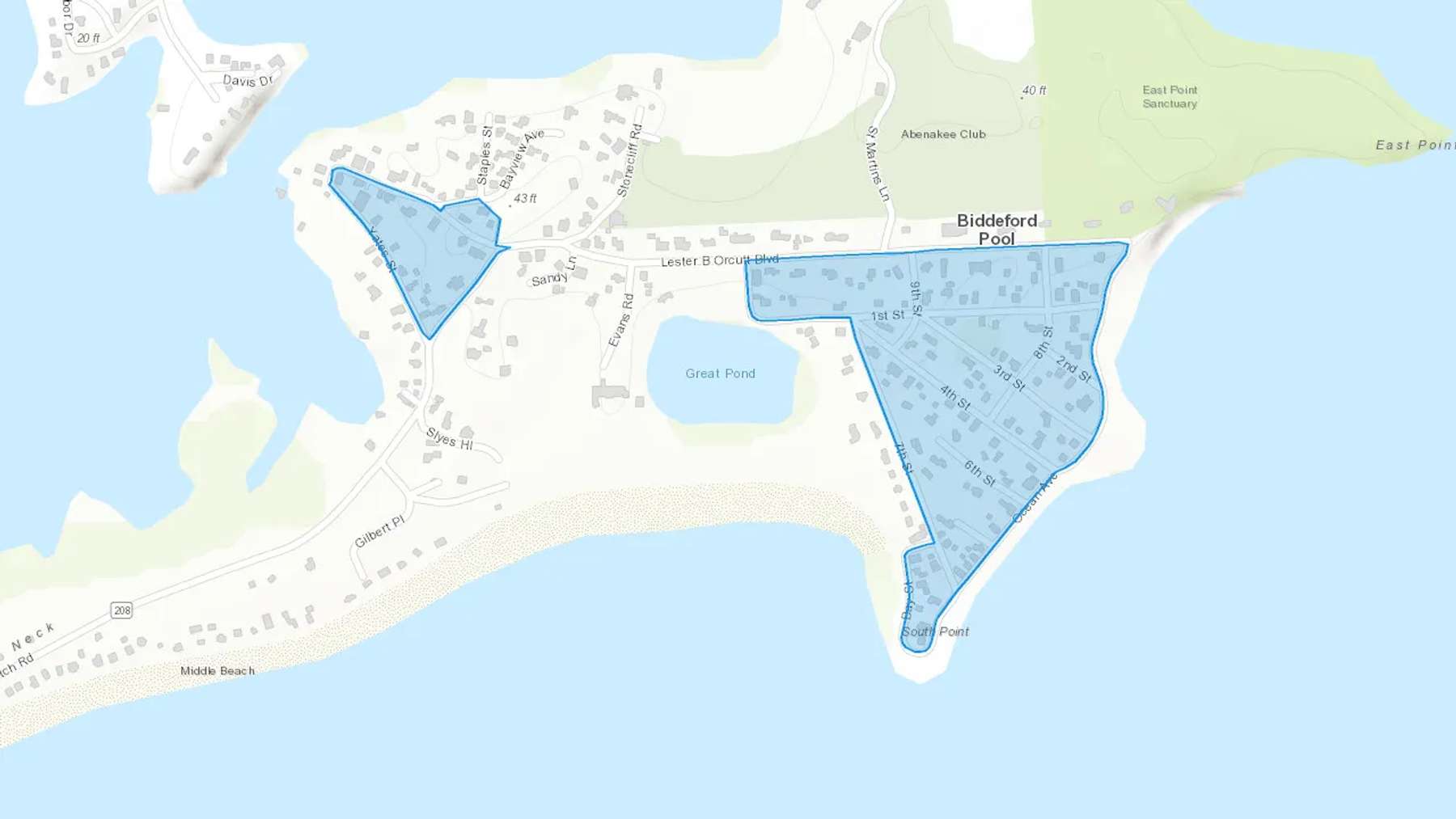 Biddeford Pool, ME Cash heating Oil delivery map Map of the COD Fuel Oil delivery service area for Biddeford Pool, ME