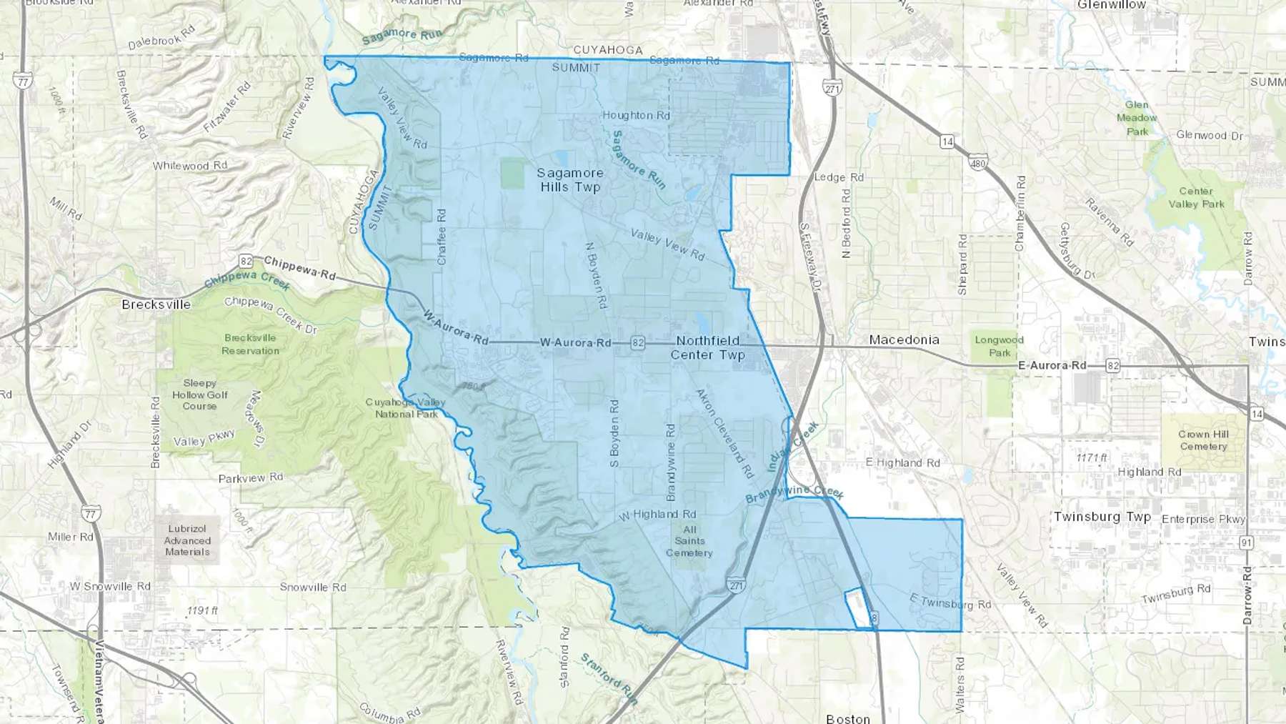 Northfield, OH Cash heating Oil delivery map Map of the COD Fuel Oil delivery service area for Northfield, OH