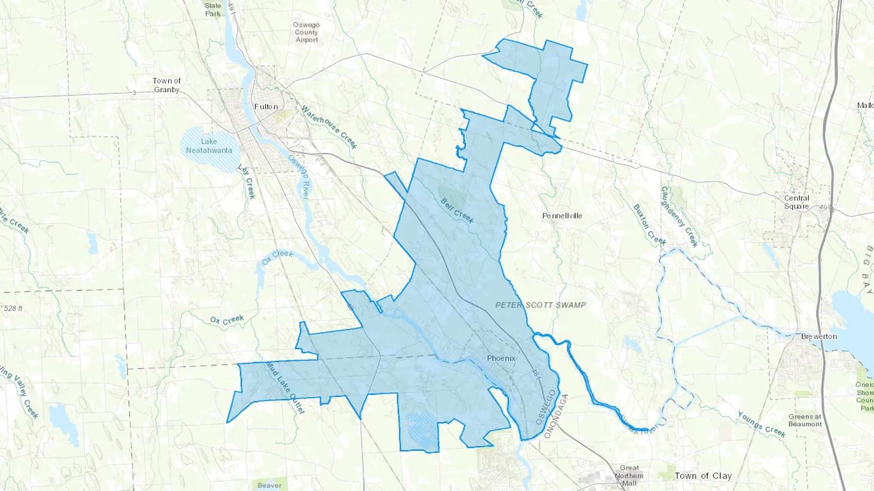 Phoenix, NY Cash heating Oil delivery map Map of the COD Fuel Oil delivery service area for Phoenix, NY