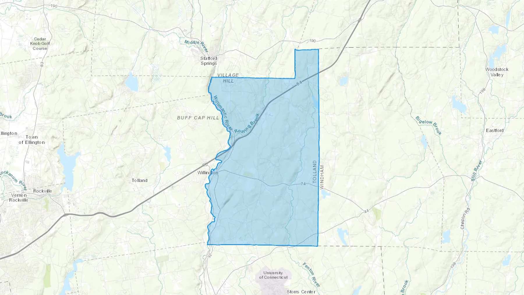South Willington, CT Cash heating Oil delivery map Map of the COD Fuel Oil delivery service area for South Willington, CT