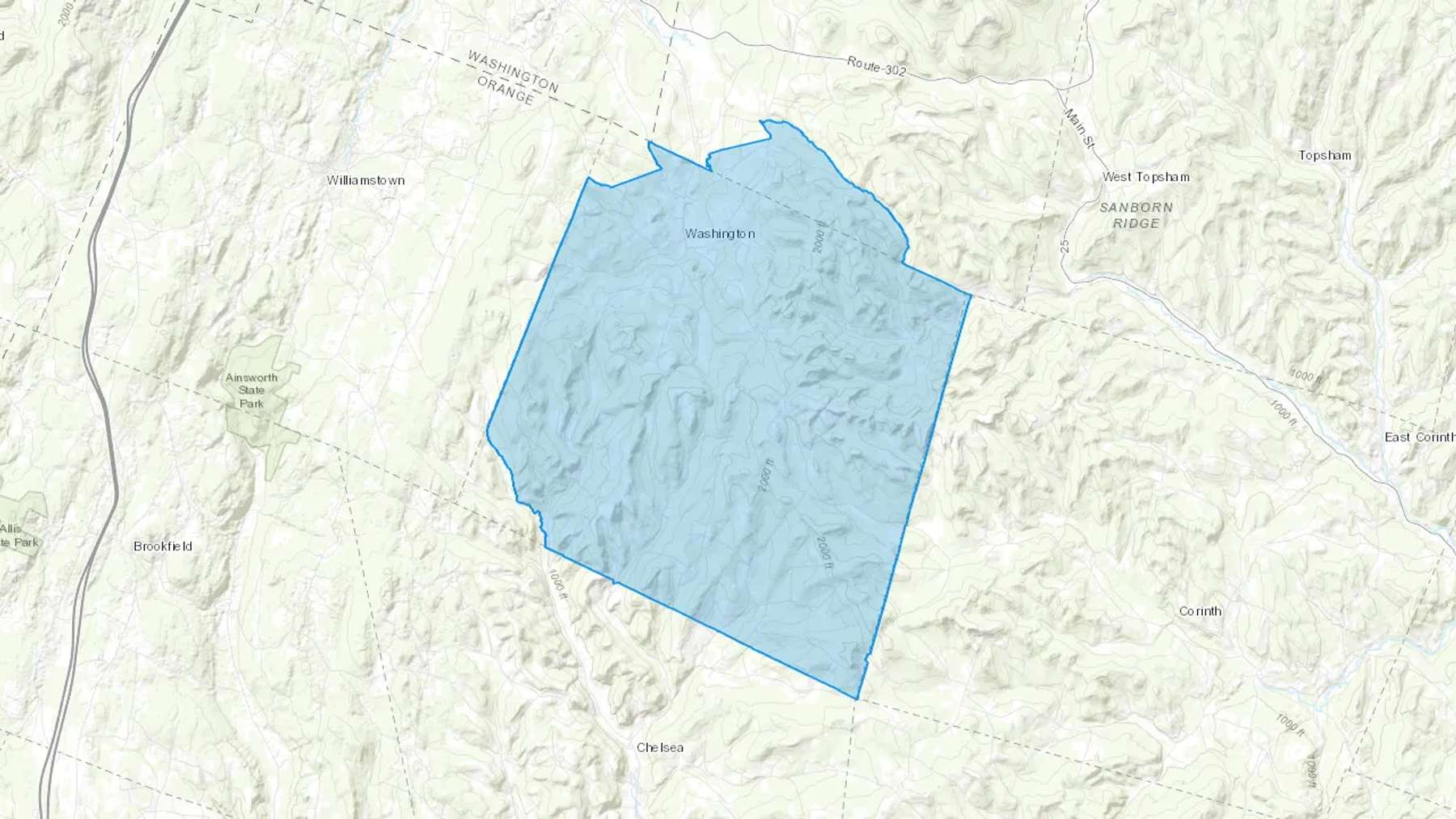 Washington, VT Cash heating Oil delivery map Map of the COD Fuel Oil delivery service area for Washington, VT