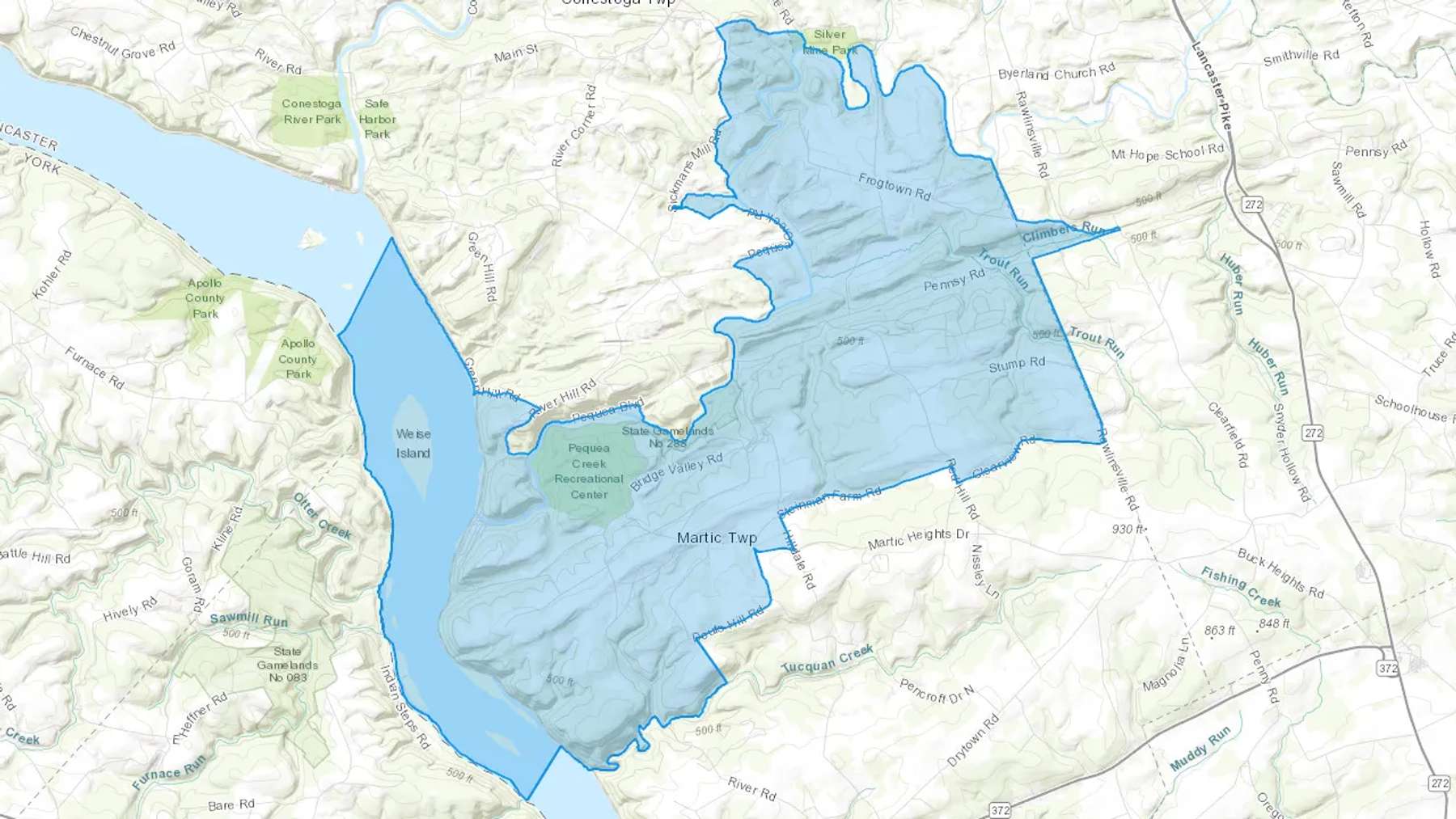 Pequea, PA Cash heating Oil delivery map Map of the COD Fuel Oil delivery service area for Pequea, PA