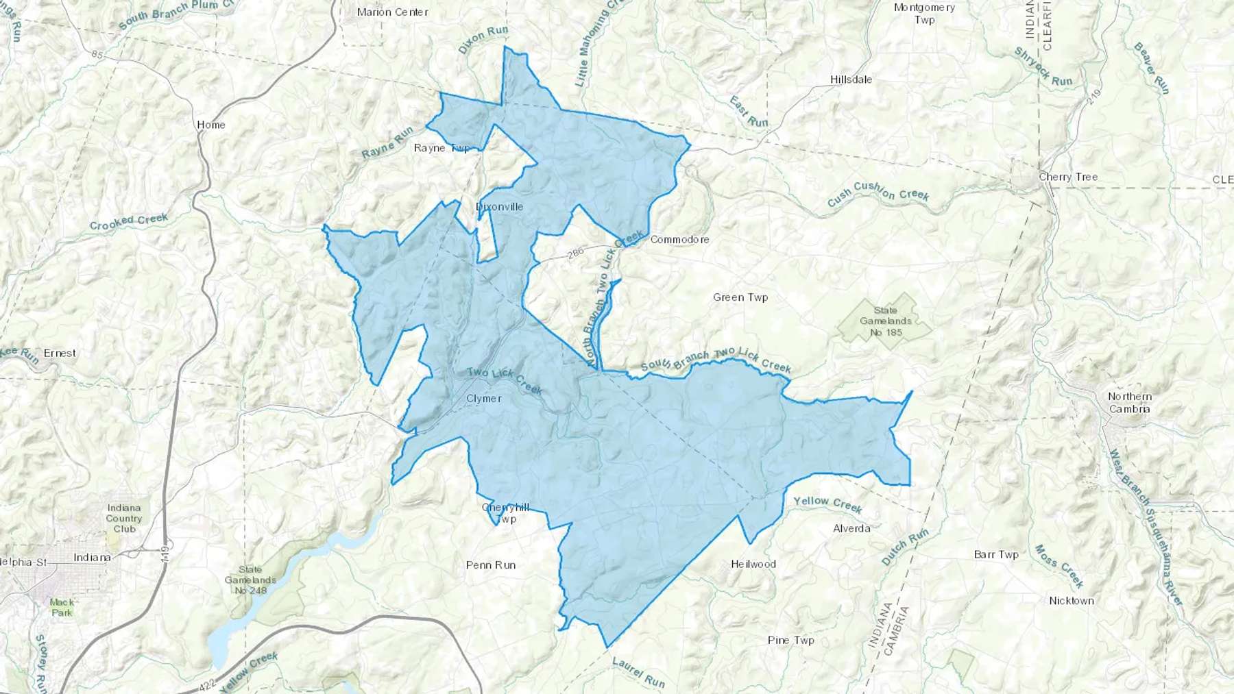 Clymer, PA Cash heating Oil delivery map Map of the COD Fuel Oil delivery service area for Clymer, PA