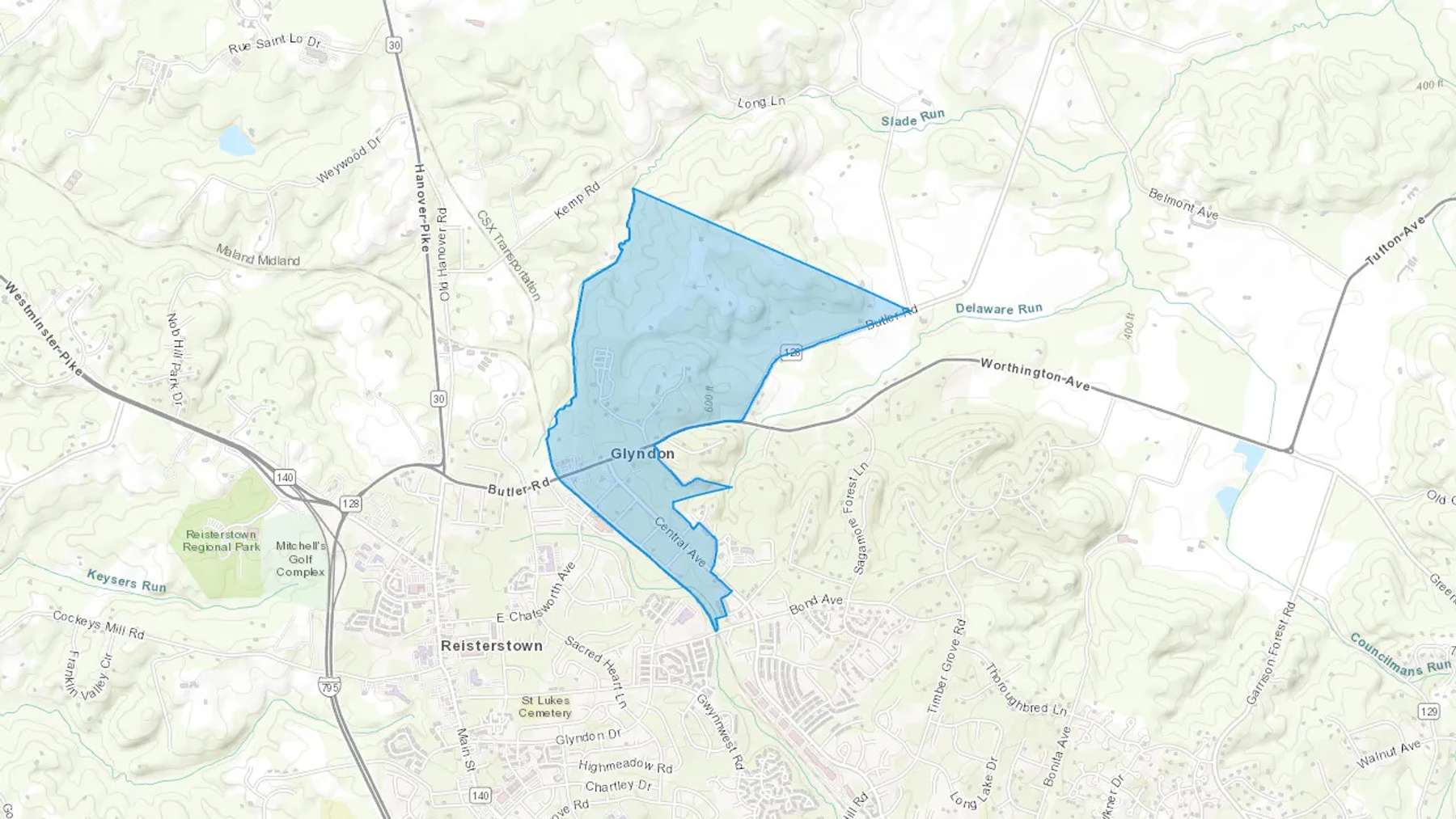 Reisterstown, MD Cash heating Oil delivery map Map of the COD Fuel Oil delivery service area for Reisterstown, MD