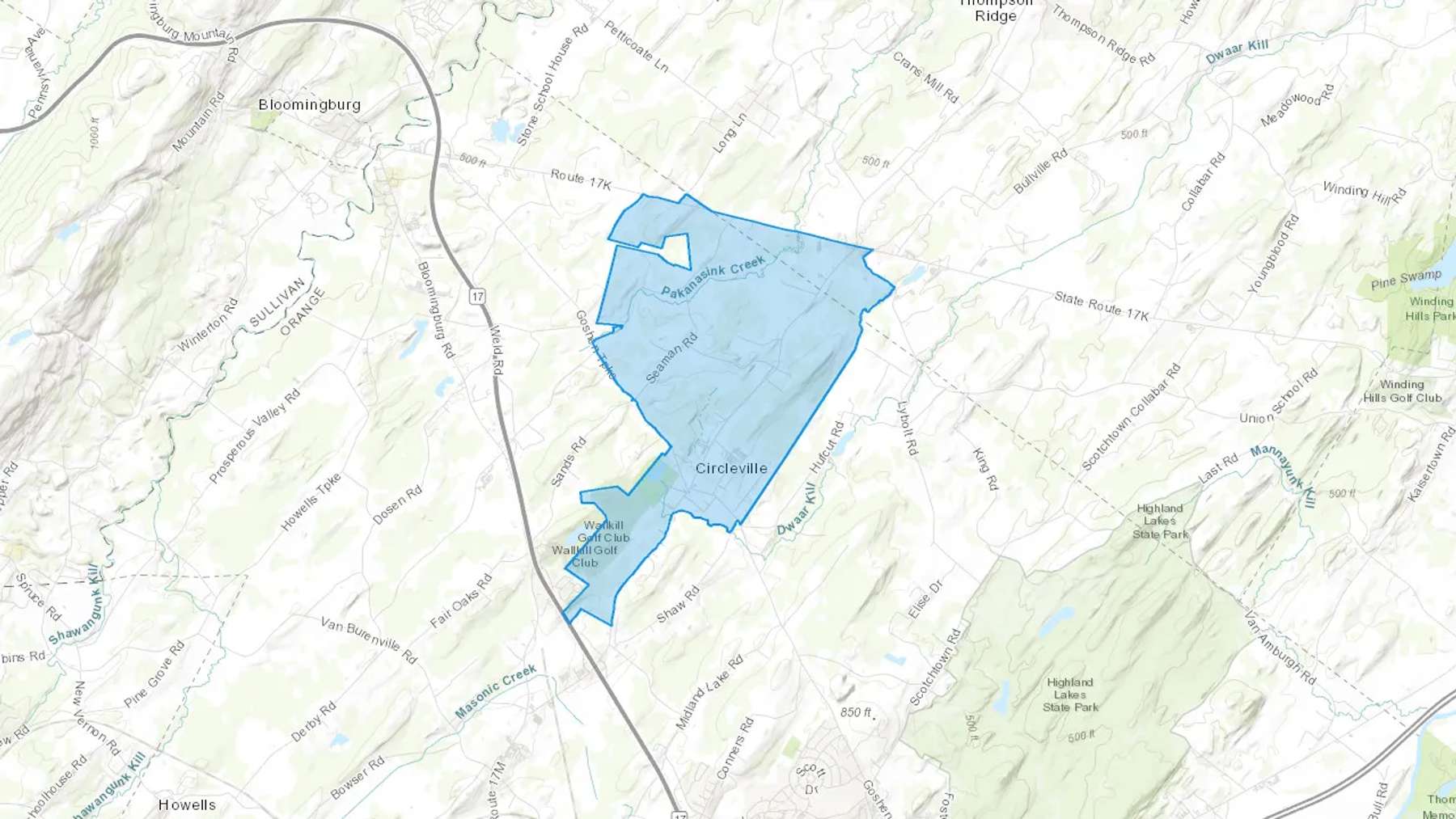 Circleville, NY Cash heating Oil delivery map Map of the COD Fuel Oil delivery service area for Circleville, NY