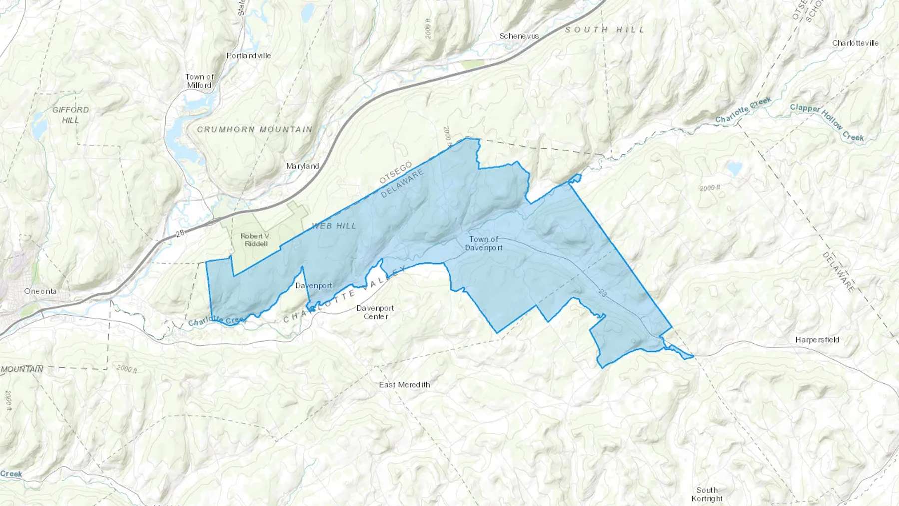 Davenport, NY Cash heating Oil delivery map Map of the COD Fuel Oil delivery service area for Davenport, NY