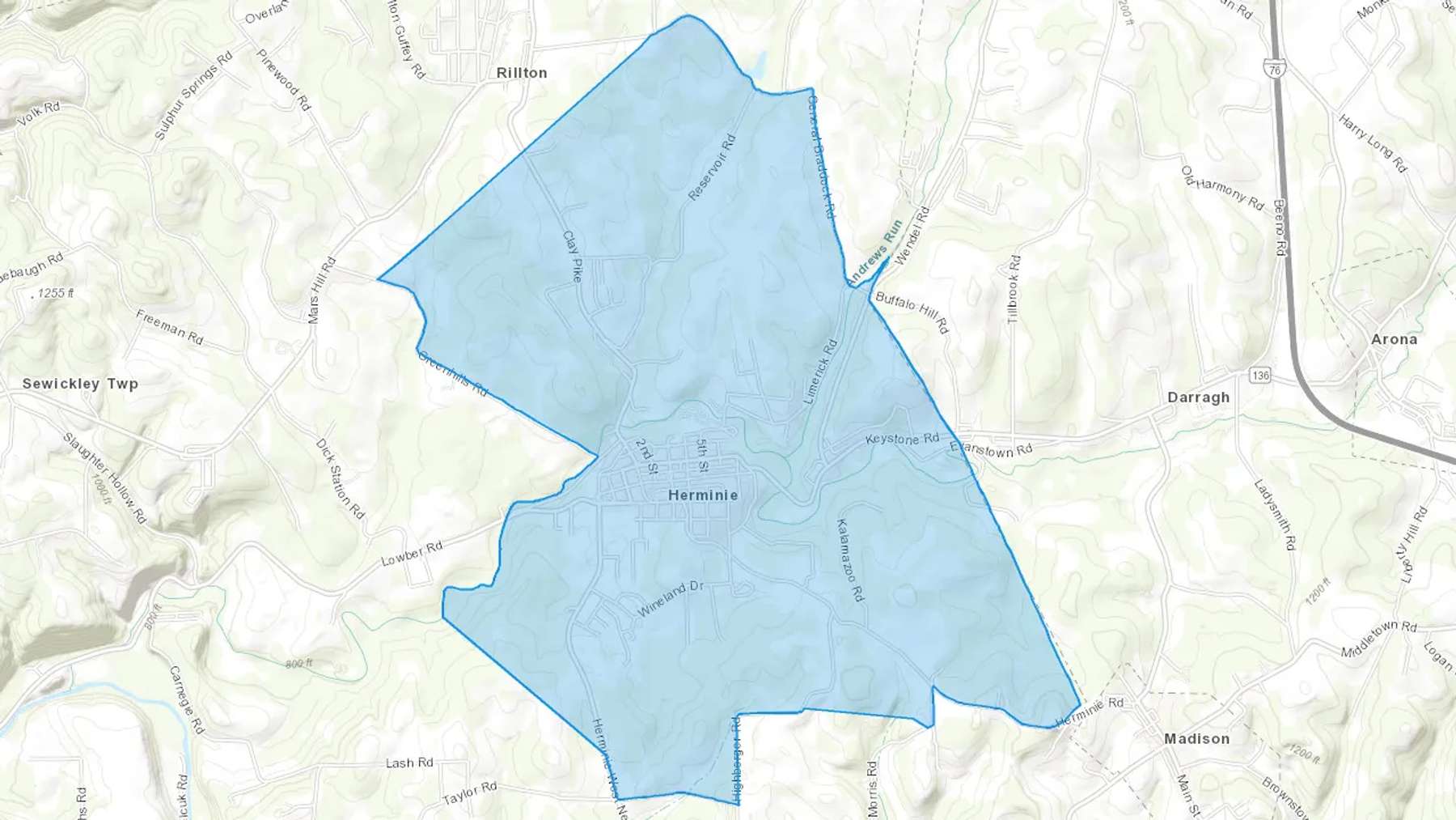 Herminie, PA Cash heating Oil delivery map Map of the COD Fuel Oil delivery service area for Herminie, PA