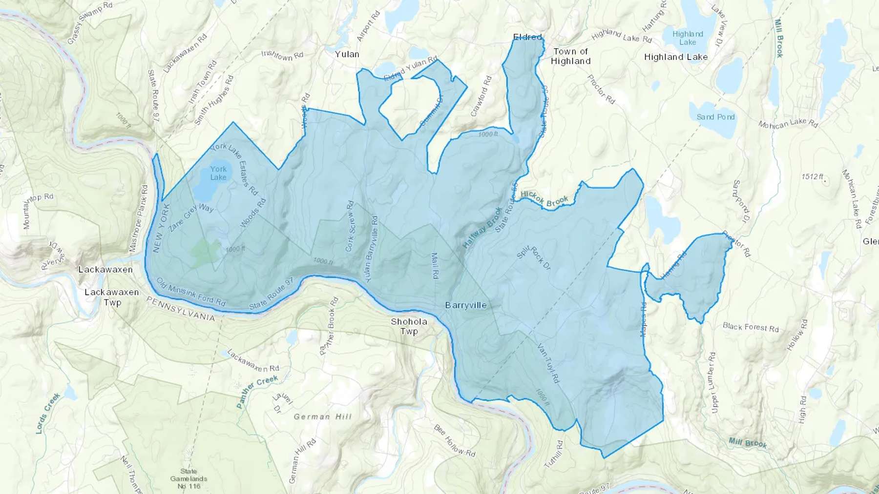 Barryville, NY Cash heating Oil delivery map Map of the COD Fuel Oil delivery service area for Barryville, NY