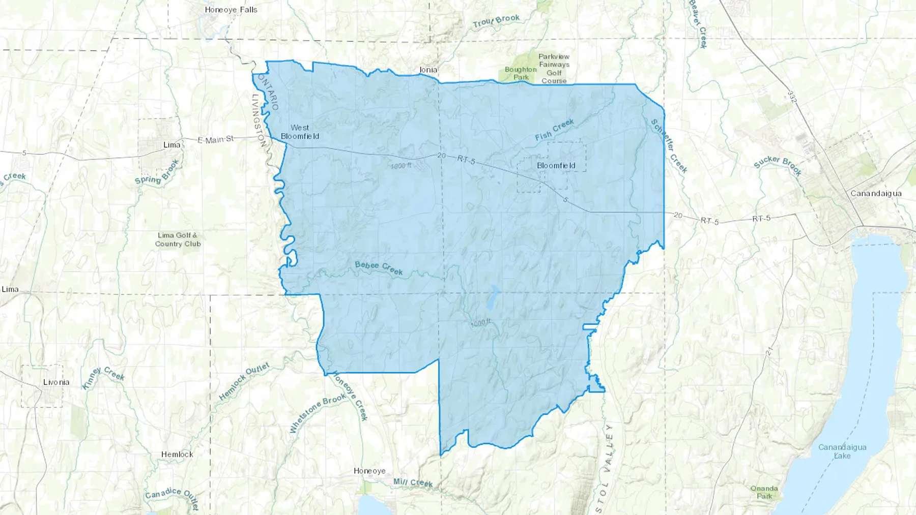 East Bloomfield, NY Cash heating Oil delivery map Map of the COD Fuel Oil delivery service area for East Bloomfield, NY