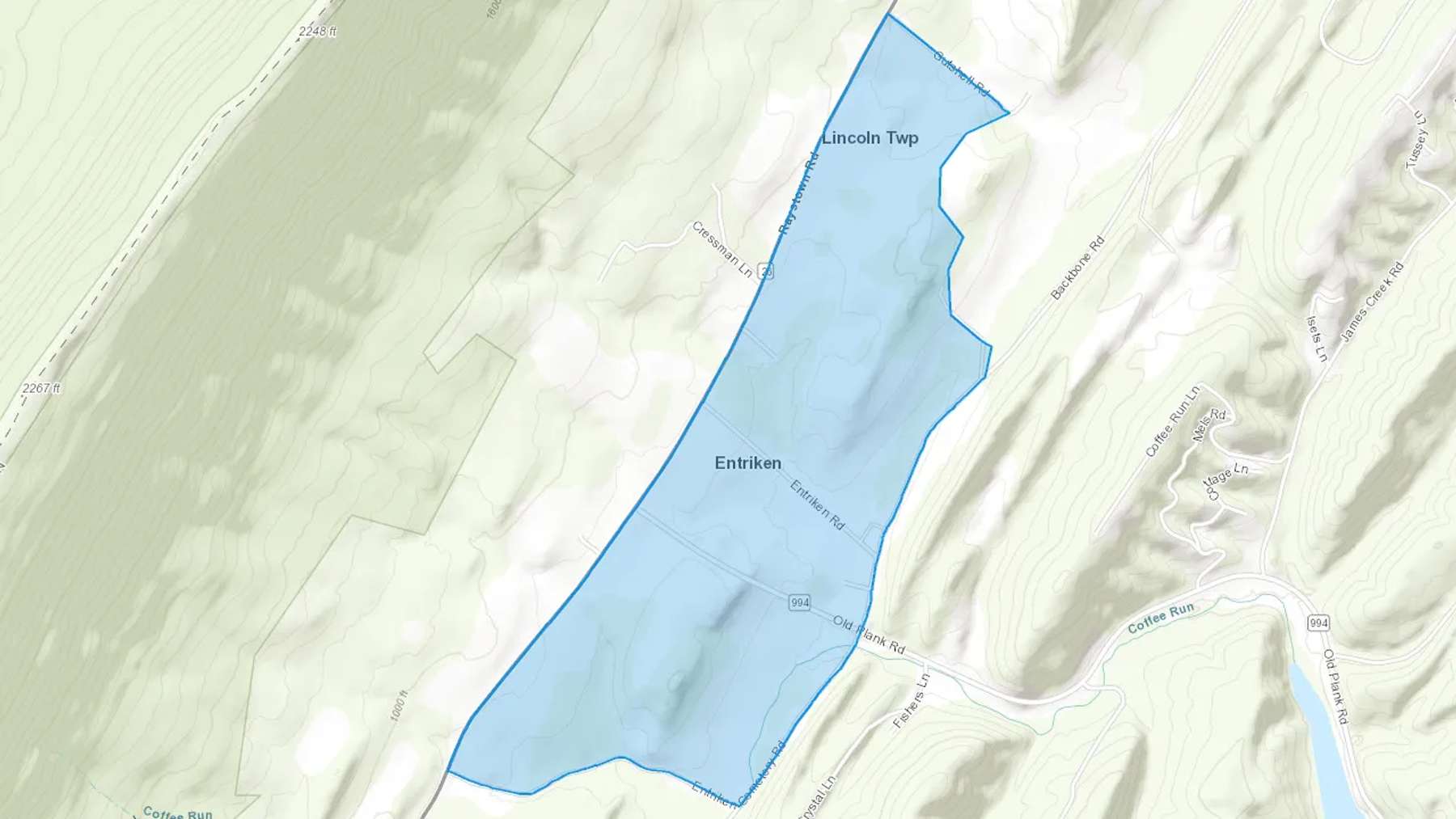 Entriken, PA Cash heating Oil delivery map Map of the COD Fuel Oil delivery service area for Entriken, PA