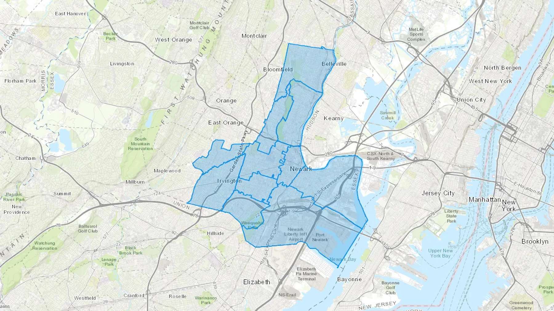 Newark, NJ Cash heating Oil delivery map Map of the COD Fuel Oil delivery service area for Newark, NJ