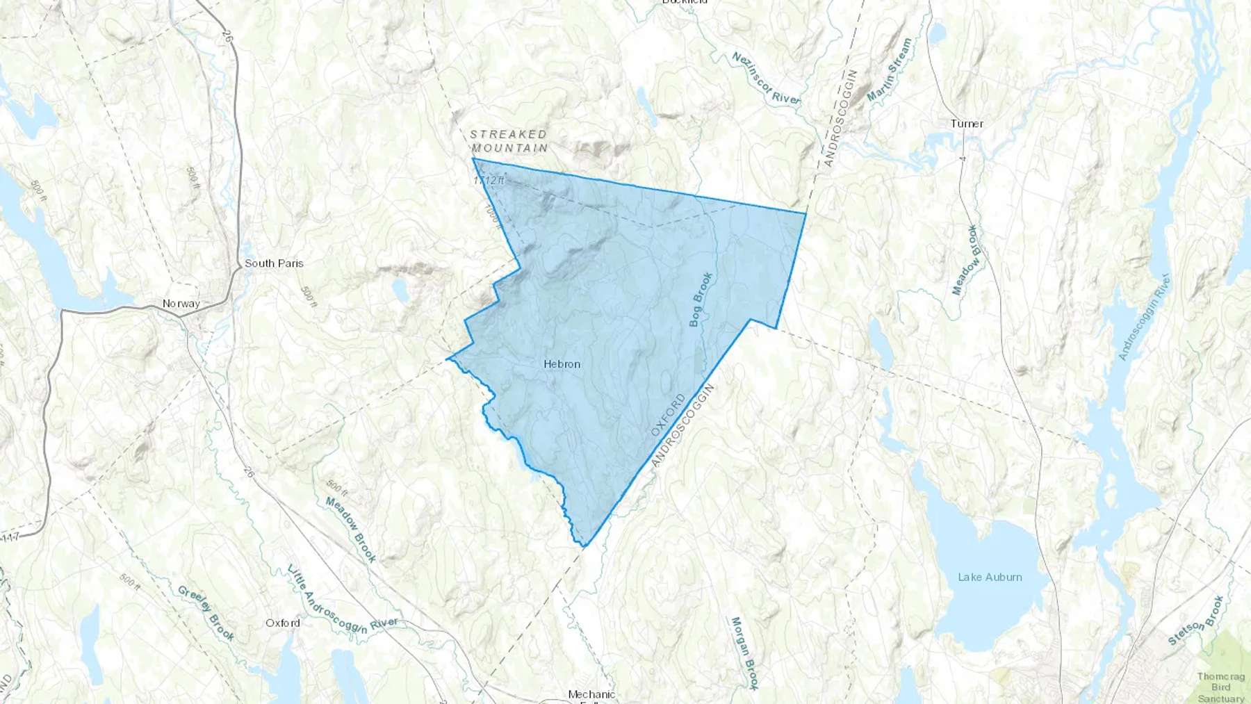 Hebron, ME Cash heating Oil delivery map Map of the COD Fuel Oil delivery service area for Hebron, ME