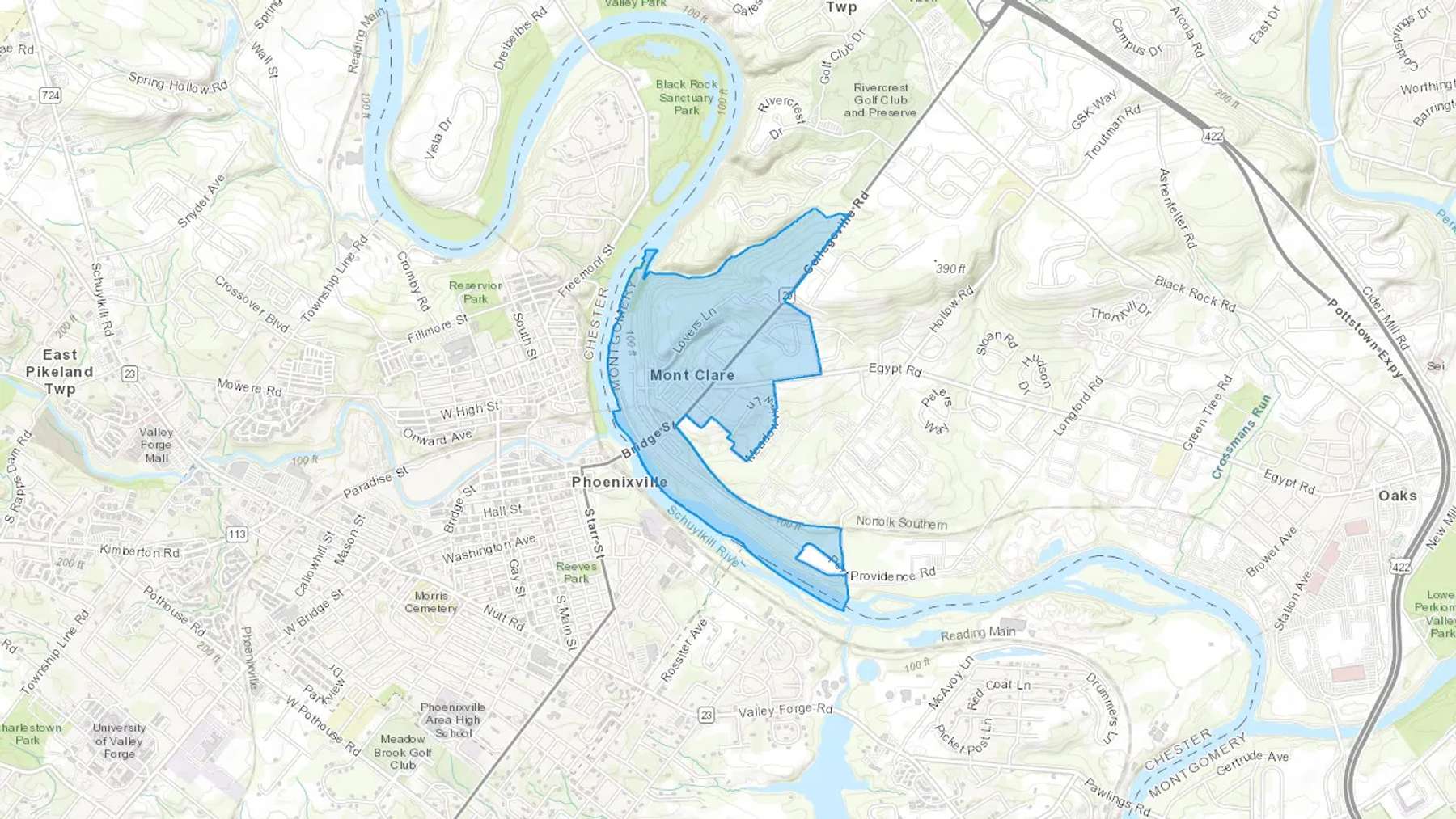 Mont Clare, PA Cash heating Oil delivery map Map of the COD Fuel Oil delivery service area for Mont Clare, PA