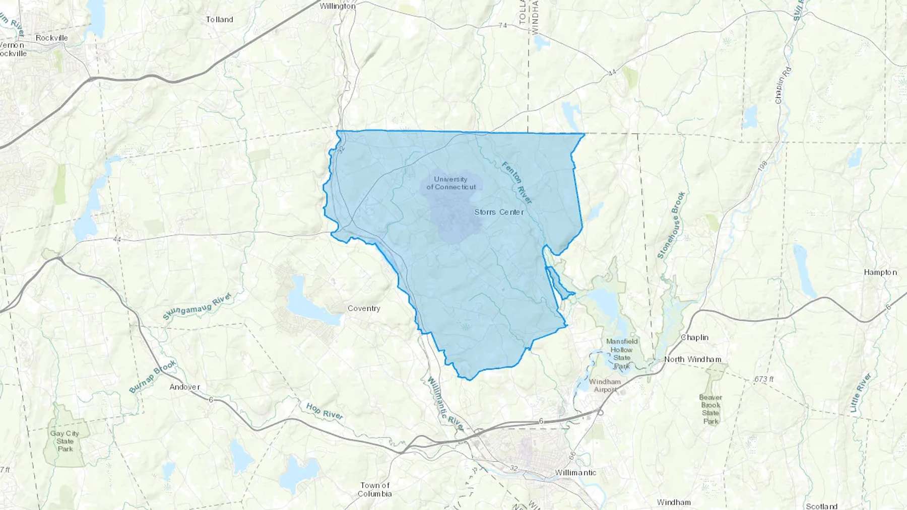 Mansfield Depot, CT Cash heating Oil delivery map Map of the COD Fuel Oil delivery service area for Mansfield Depot, CT