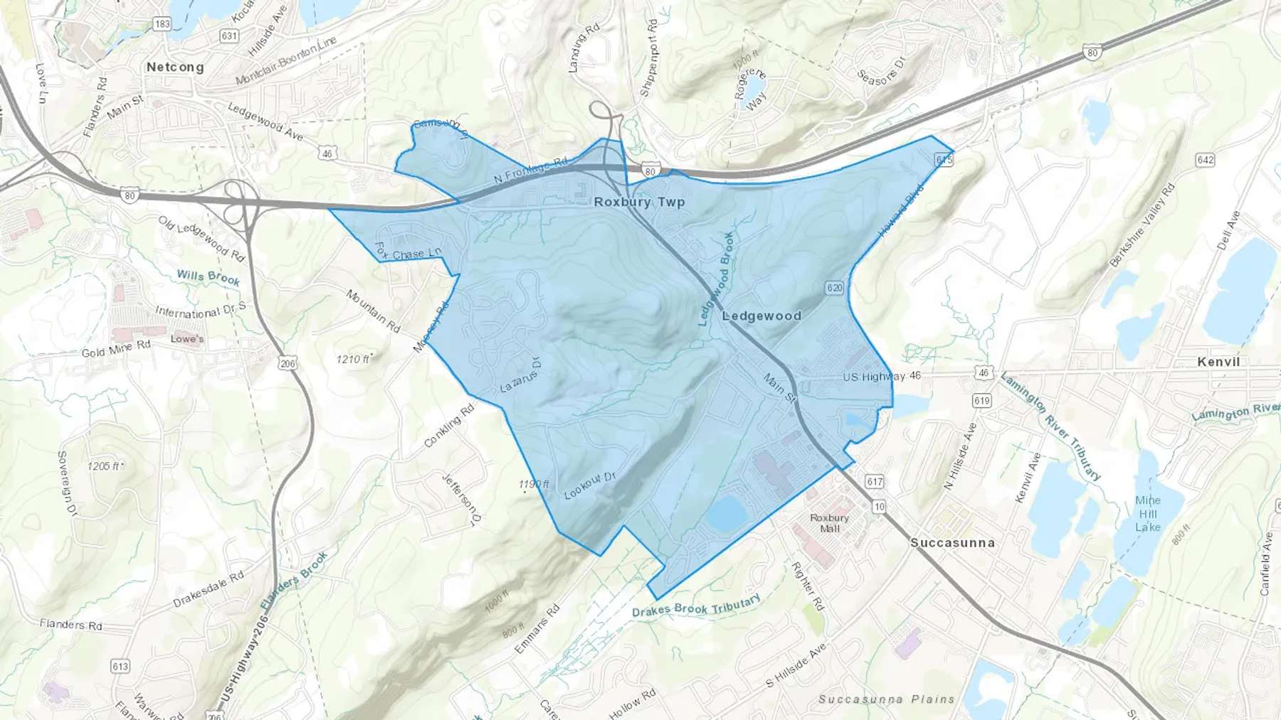Ledgewood, NJ Cash heating Oil delivery map Map of the COD Fuel Oil delivery service area for Ledgewood, NJ