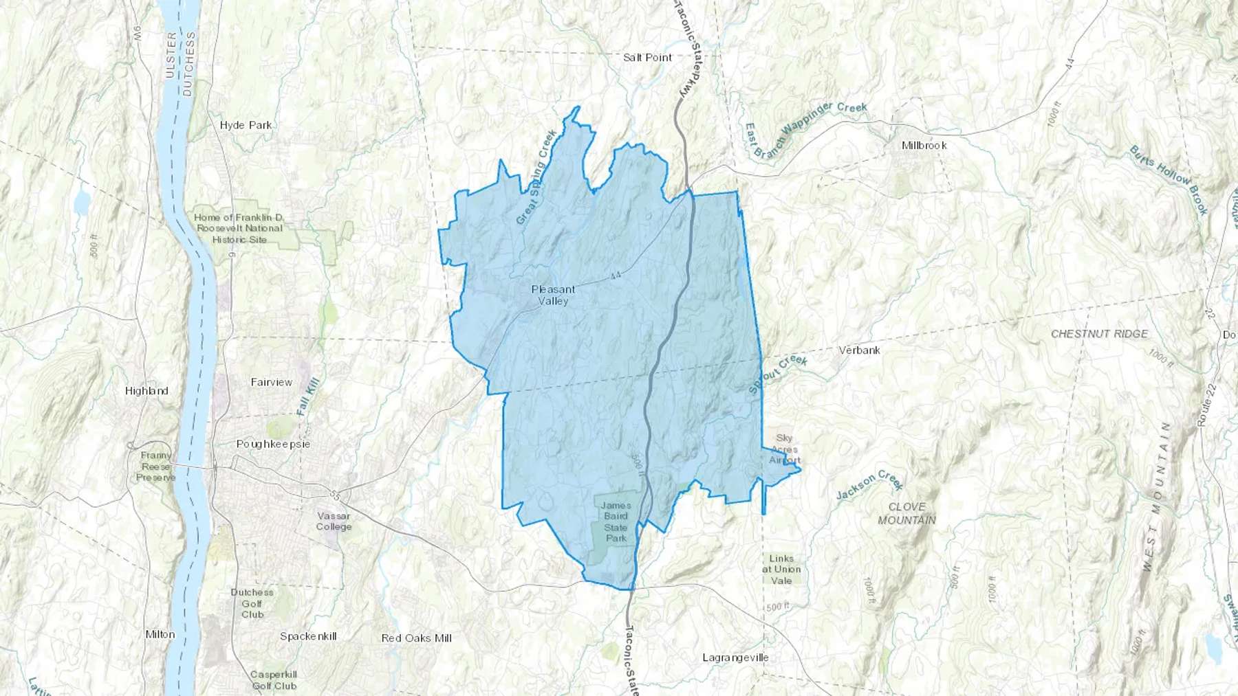 Pleasant Valley, NY Cash heating Oil delivery map Map of the COD Fuel Oil delivery service area for Pleasant Valley, NY