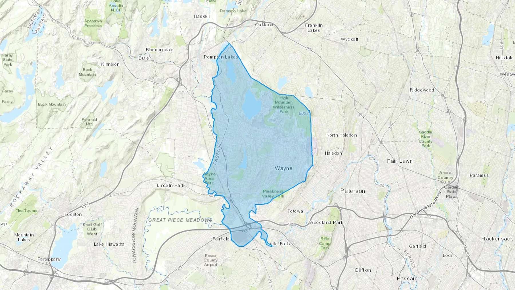 Wayne, NJ Cash heating Oil delivery map Map of the COD Fuel Oil delivery service area for Wayne, NJ