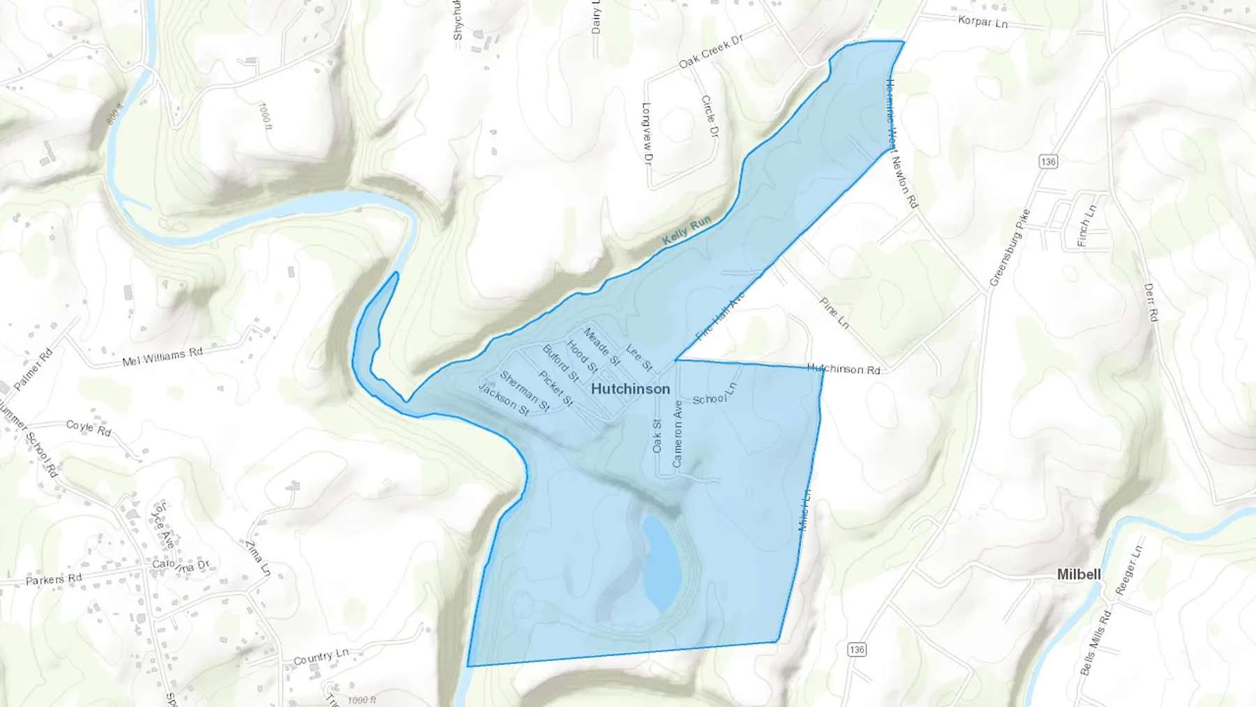 Hutchinson, PA Cash heating Oil delivery map Map of the COD Fuel Oil delivery service area for Hutchinson, PA