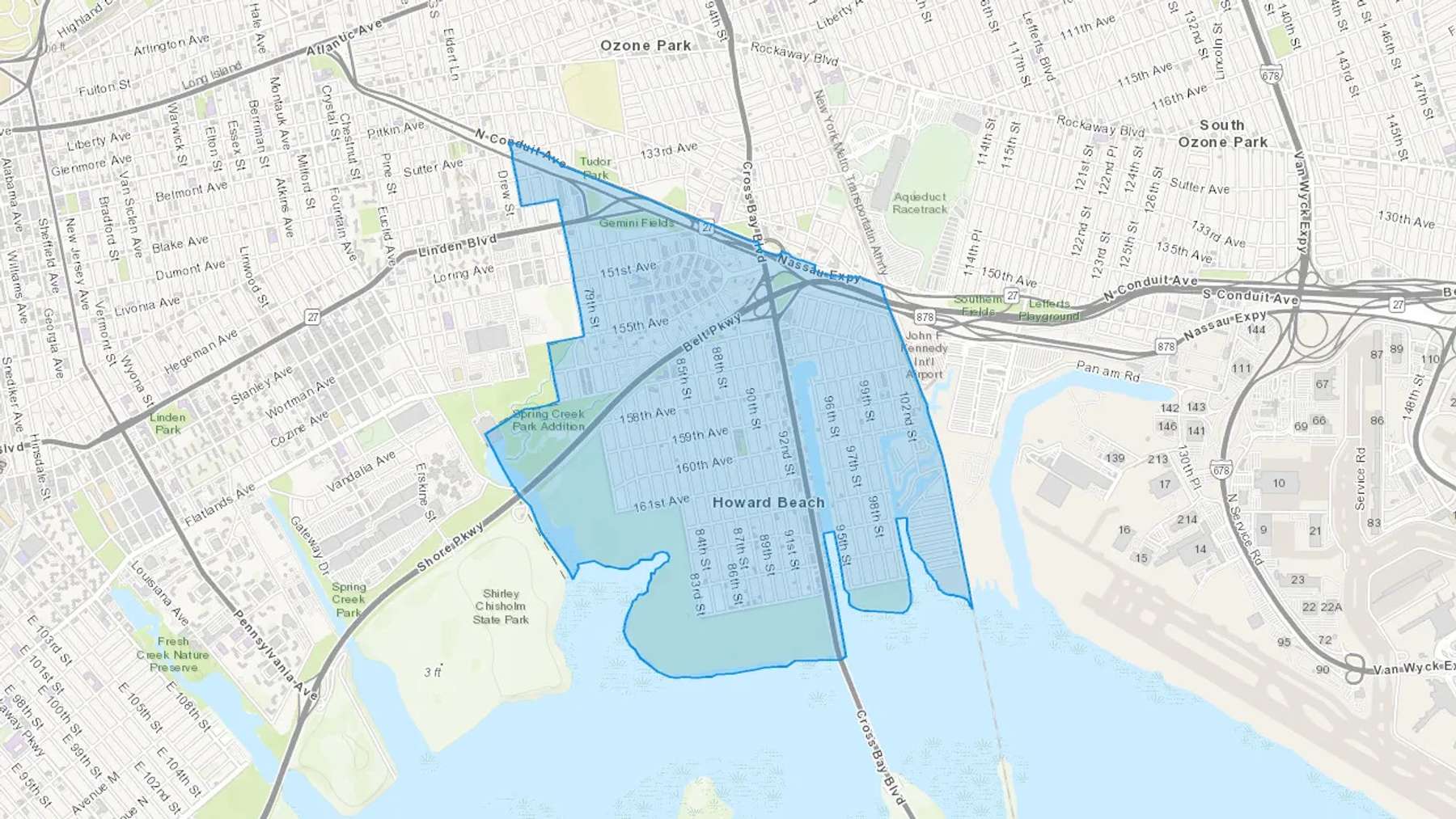 Howard Beach, NY Cash heating Oil delivery map Map of the COD Fuel Oil delivery service area for Howard Beach, NY