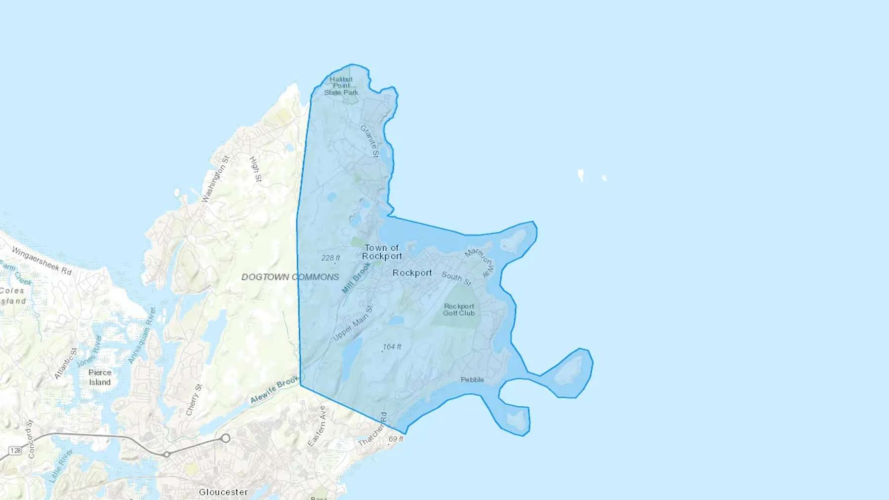 Rockport, MA Cash heating Oil delivery map Map of the COD Fuel Oil delivery service area for Rockport, MA