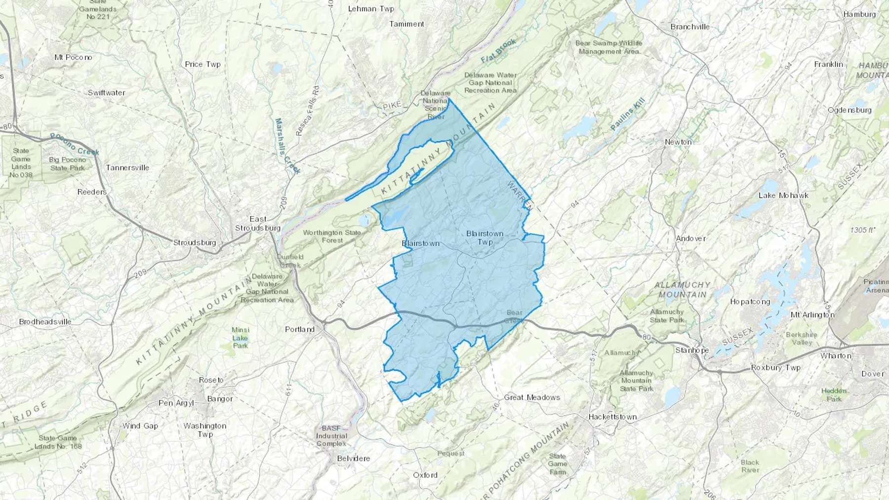 Blairstown, NJ Cash heating Oil delivery map Map of the COD Fuel Oil delivery service area for Blairstown, NJ