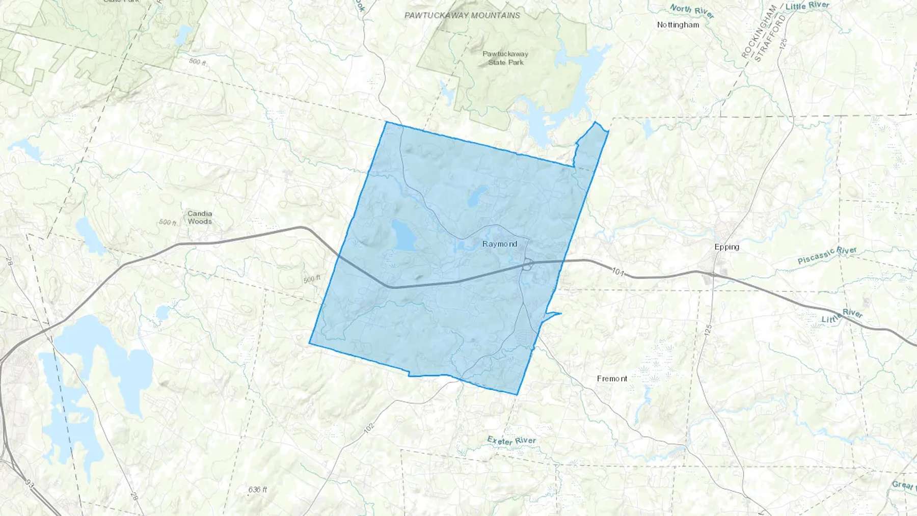 East Candia, NH Cash heating Oil delivery map Map of the COD Fuel Oil delivery service area for East Candia, NH