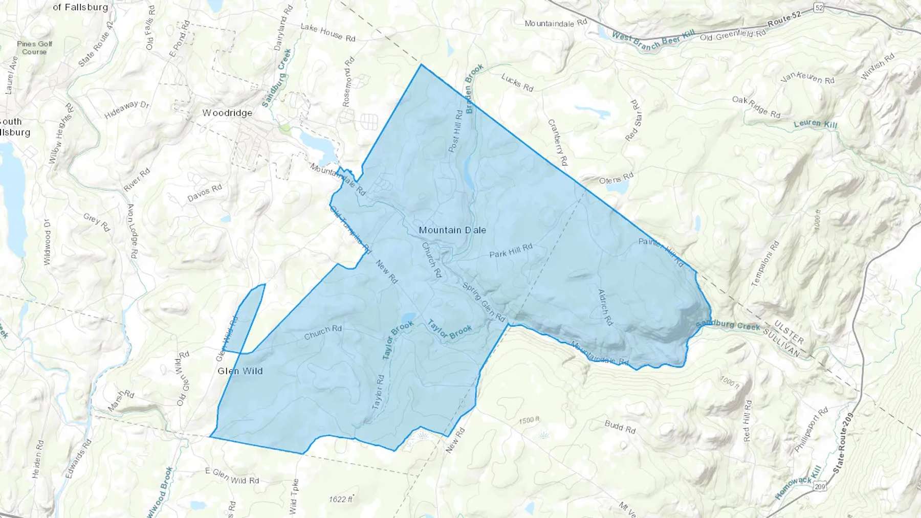 Mountain Dale, NY Cash heating Oil delivery map Map of the COD Fuel Oil delivery service area for Mountain Dale, NY