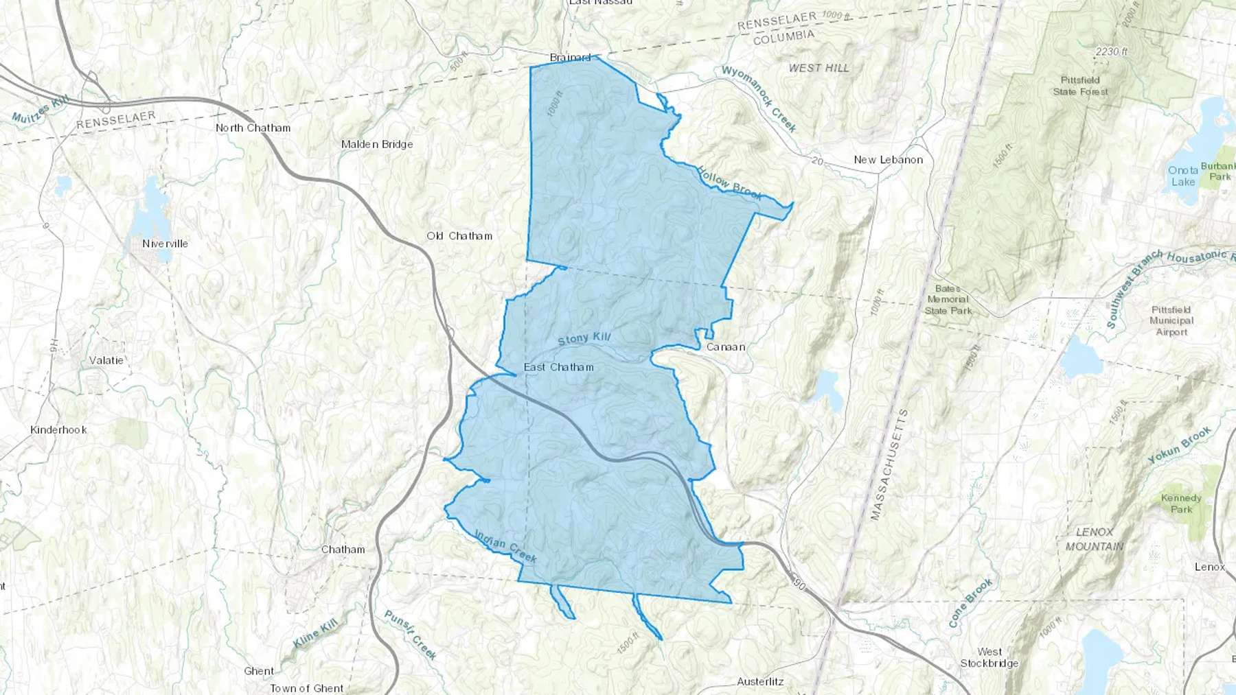 East Chatham, NY Cash heating Oil delivery map Map of the COD Fuel Oil delivery service area for East Chatham, NY