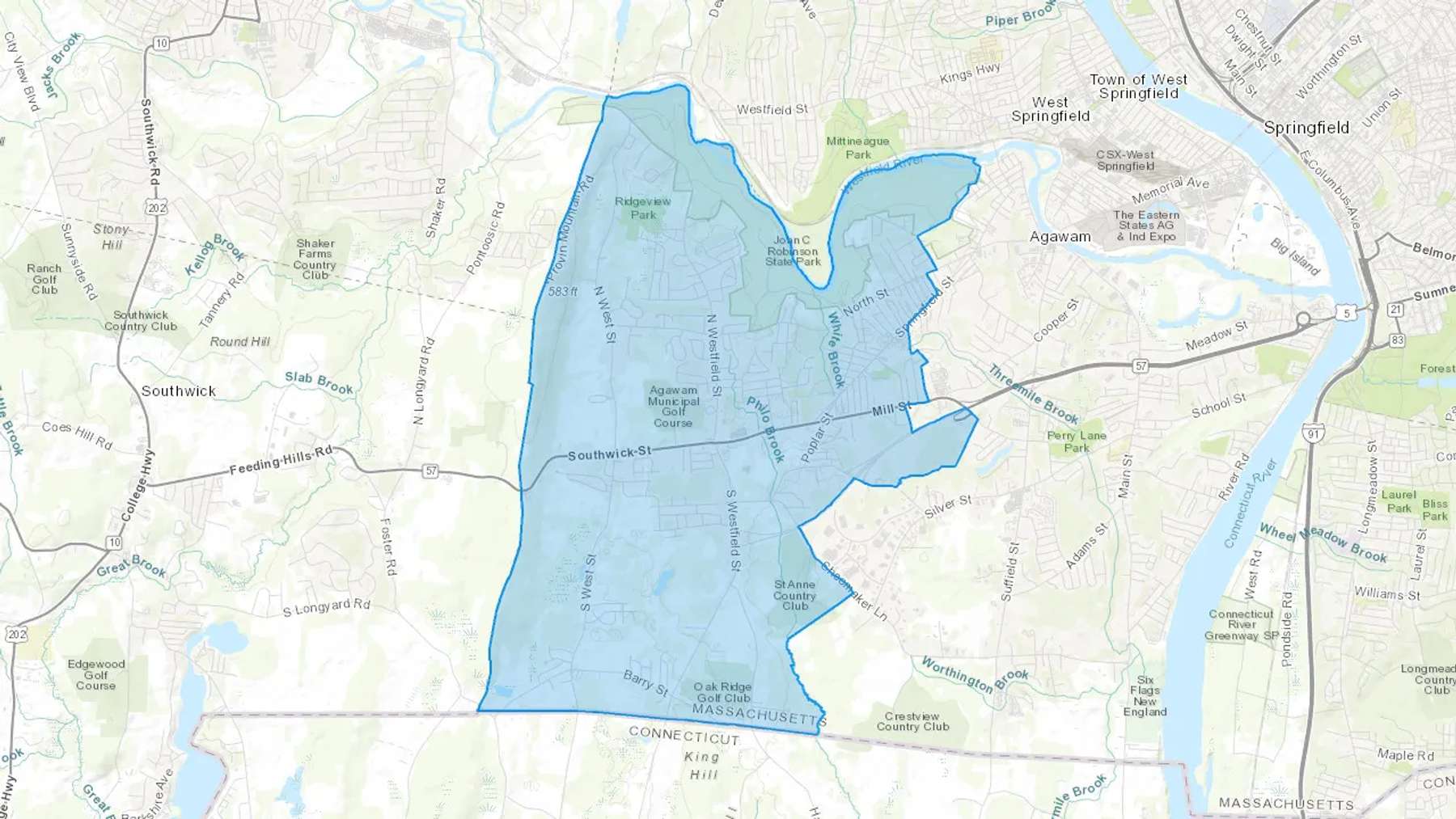 Feeding Hills, MA Cash heating Oil delivery map Map of the COD Fuel Oil delivery service area for Feeding Hills, MA