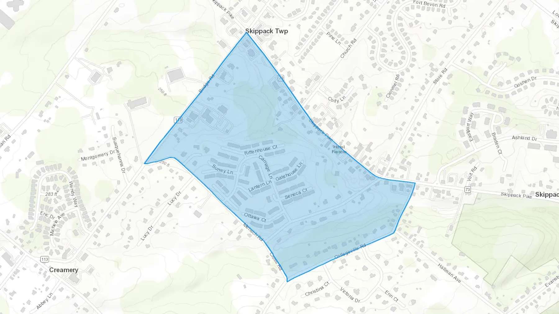 Skippack, PA Cash heating Oil delivery map Map of the COD Fuel Oil delivery service area for Skippack, PA