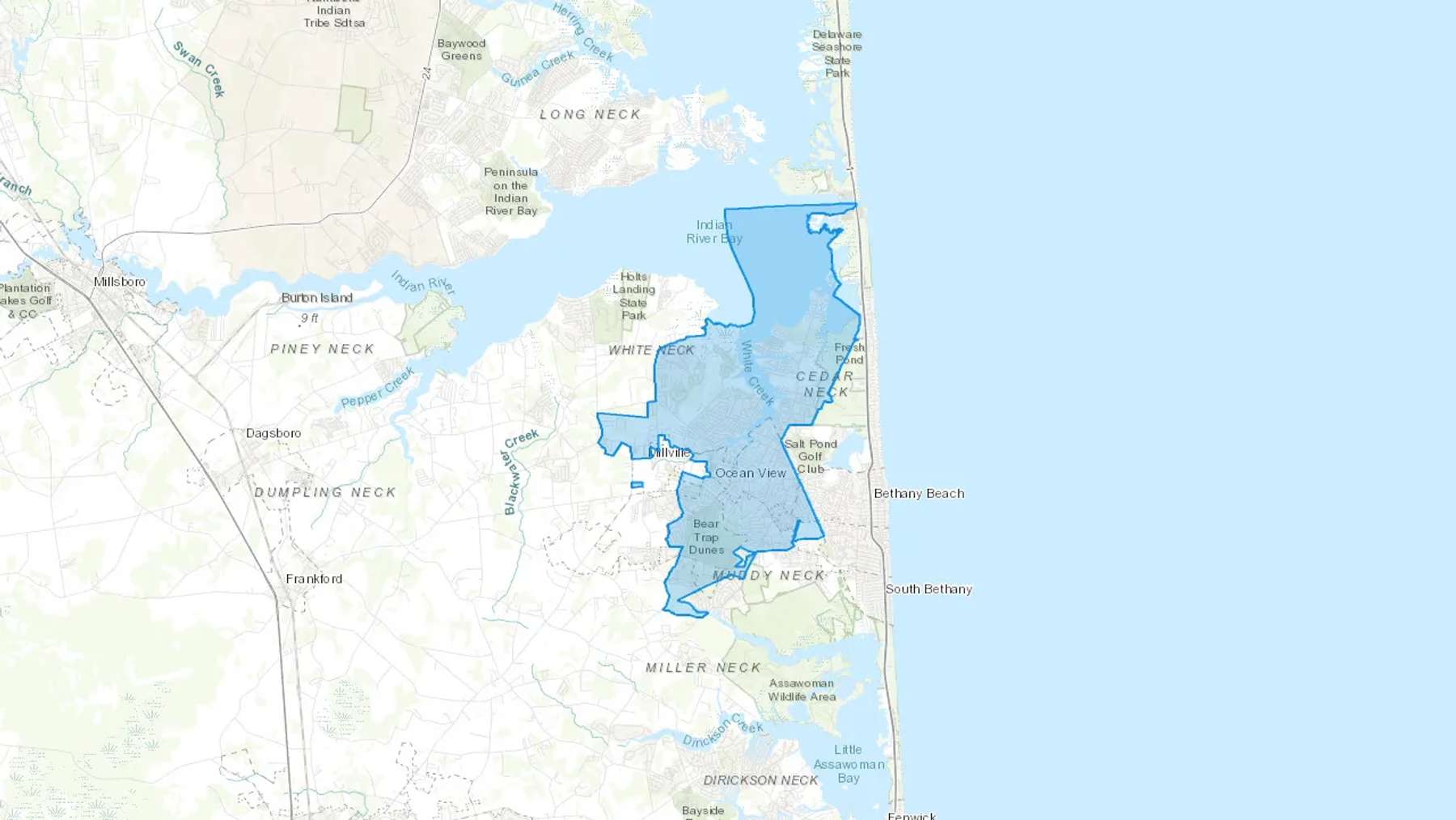 Ocean View, DE Cash heating Oil delivery map Map of the COD Fuel Oil delivery service area for Ocean View, DE