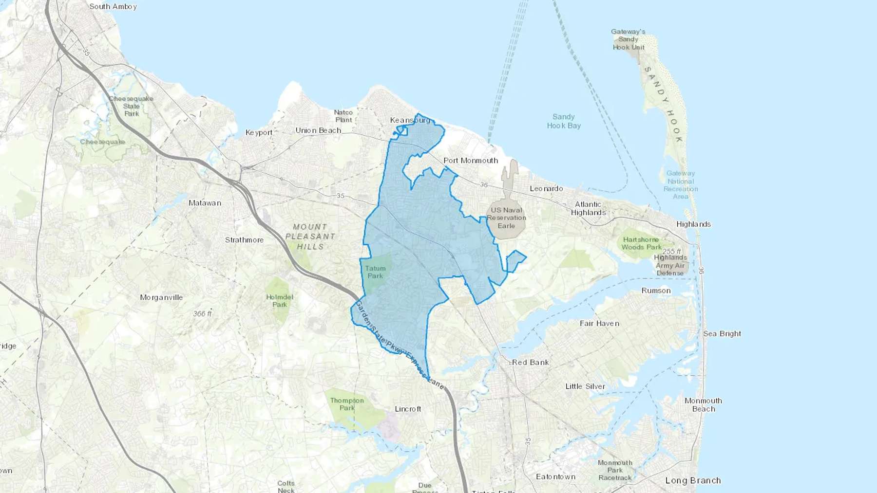 Middletown, NJ Cash heating Oil delivery map Map of the COD Fuel Oil delivery service area for Middletown, NJ