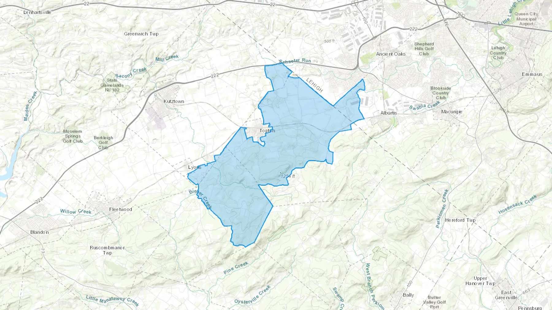 Mertztown, PA Cash heating Oil delivery map Map of the COD Fuel Oil delivery service area for Mertztown, PA