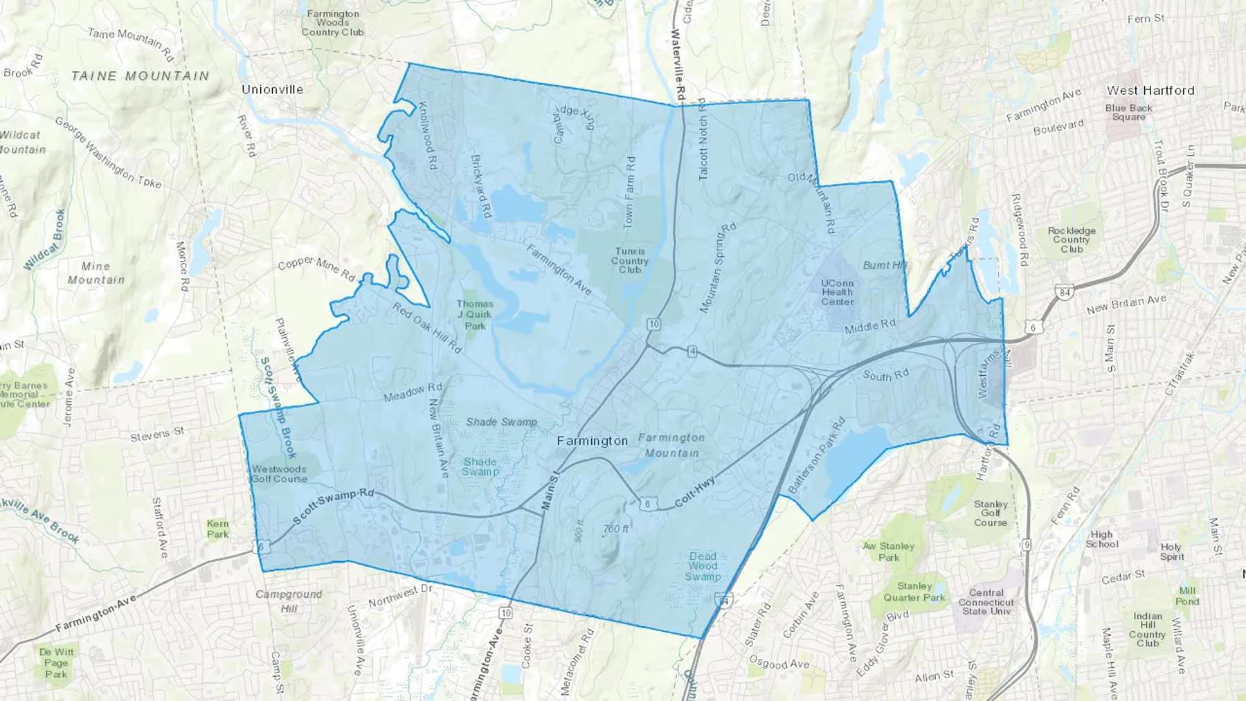 Farmington, CT Cash heating Oil delivery map Map of the COD Fuel Oil delivery service area for Farmington, CT