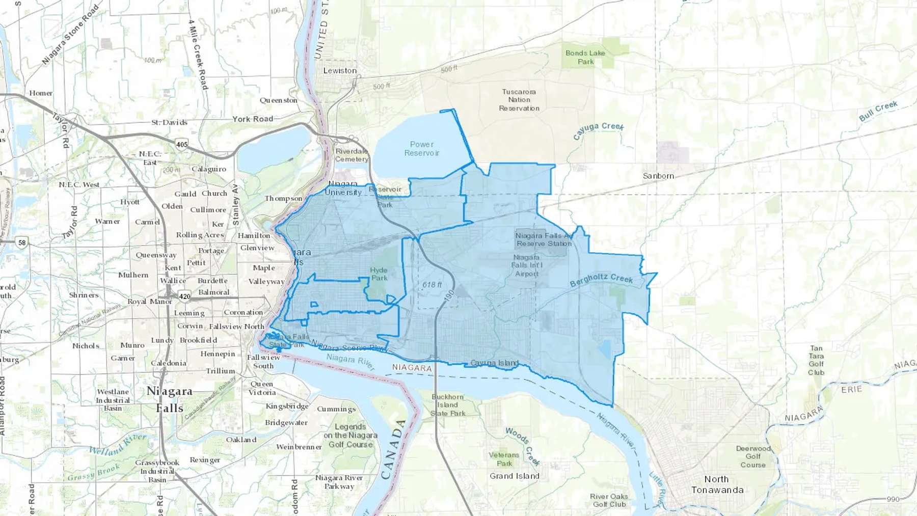 Niagara Falls, NY Cash heating Oil delivery map Map of the COD Fuel Oil delivery service area for Niagara Falls, NY