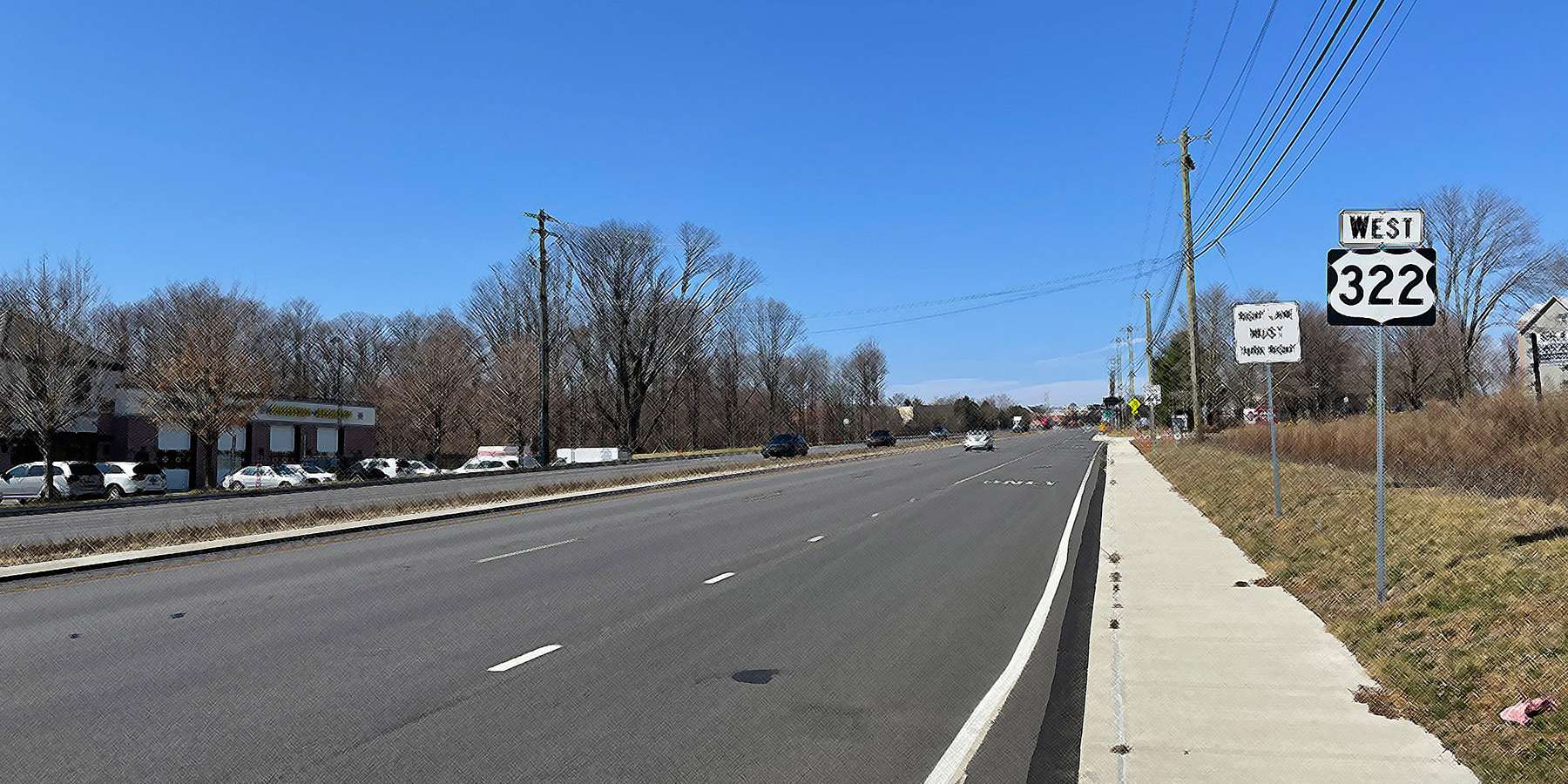 Photo of Route 322 with cars in Concordville, Pennsylvania Photo of Route 322 with cars in Concordville, Pennsylvania