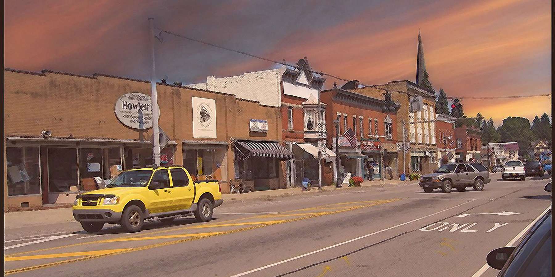 A Photo of Main Street Town Arcade during Sunset in Arcade, New York A Photo of Main Street Town Arcade during Sunset in Arcade, New York