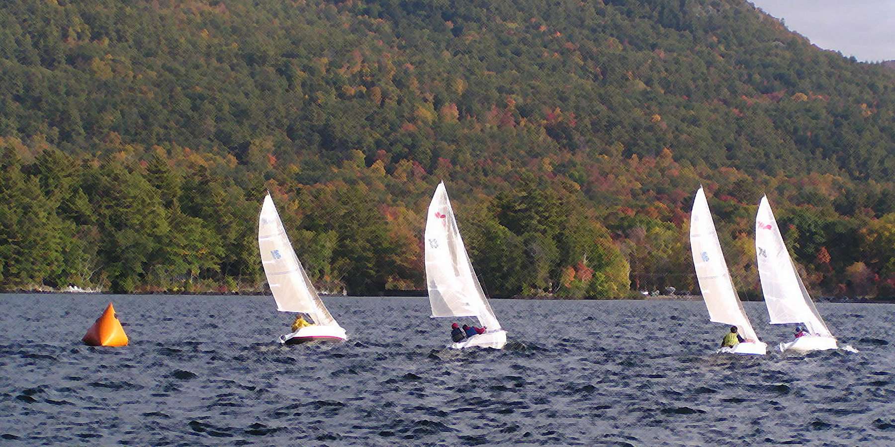 A Photo of Boat Sailing in Kattskill Bay, New York A Photo of Boat Sailing in Kattskill Bay, New York