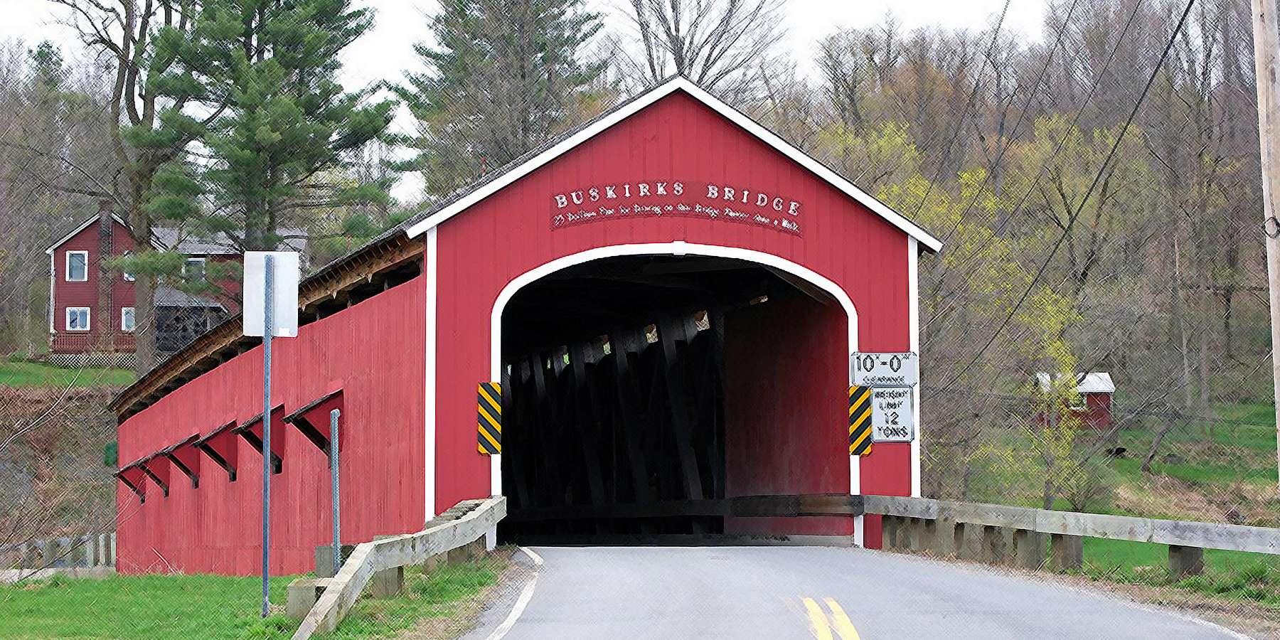 Photo of the Wooden Covered Bridge in Buskirk, New York Photo of the Wooden Covered Bridge in Buskirk, New York