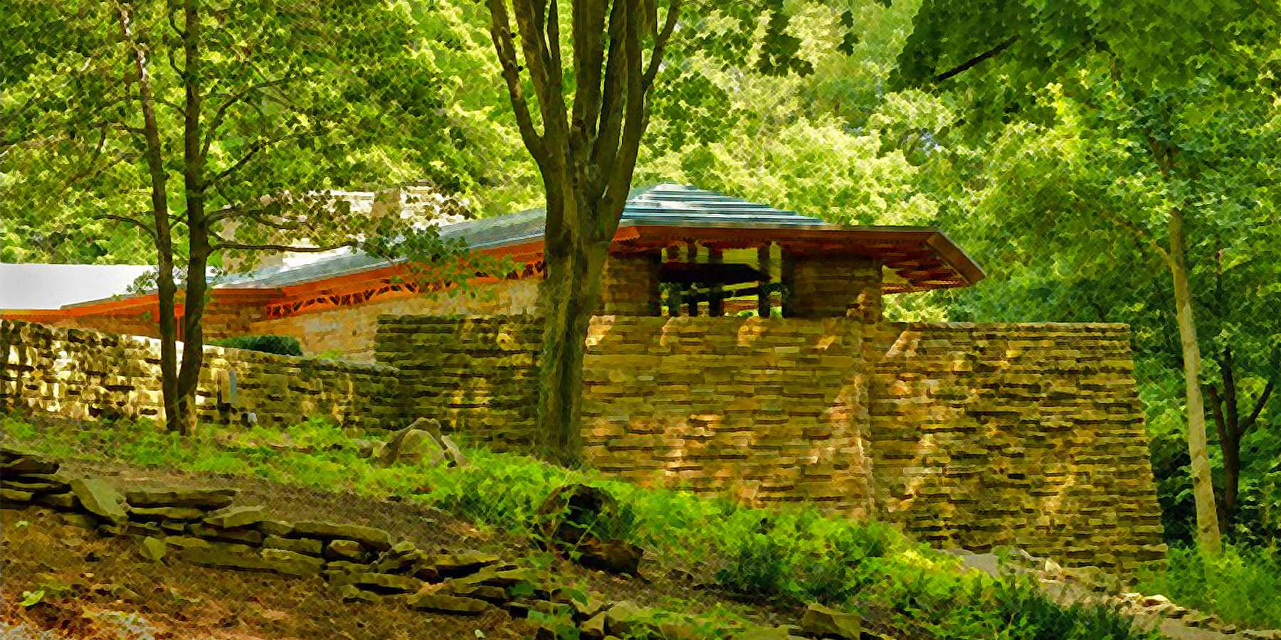 Photo of Kentuck Knob with trees in Chalk Hill, Pennsylvania Photo of Kentuck Knob with trees in Chalk Hill, Pennsylvania